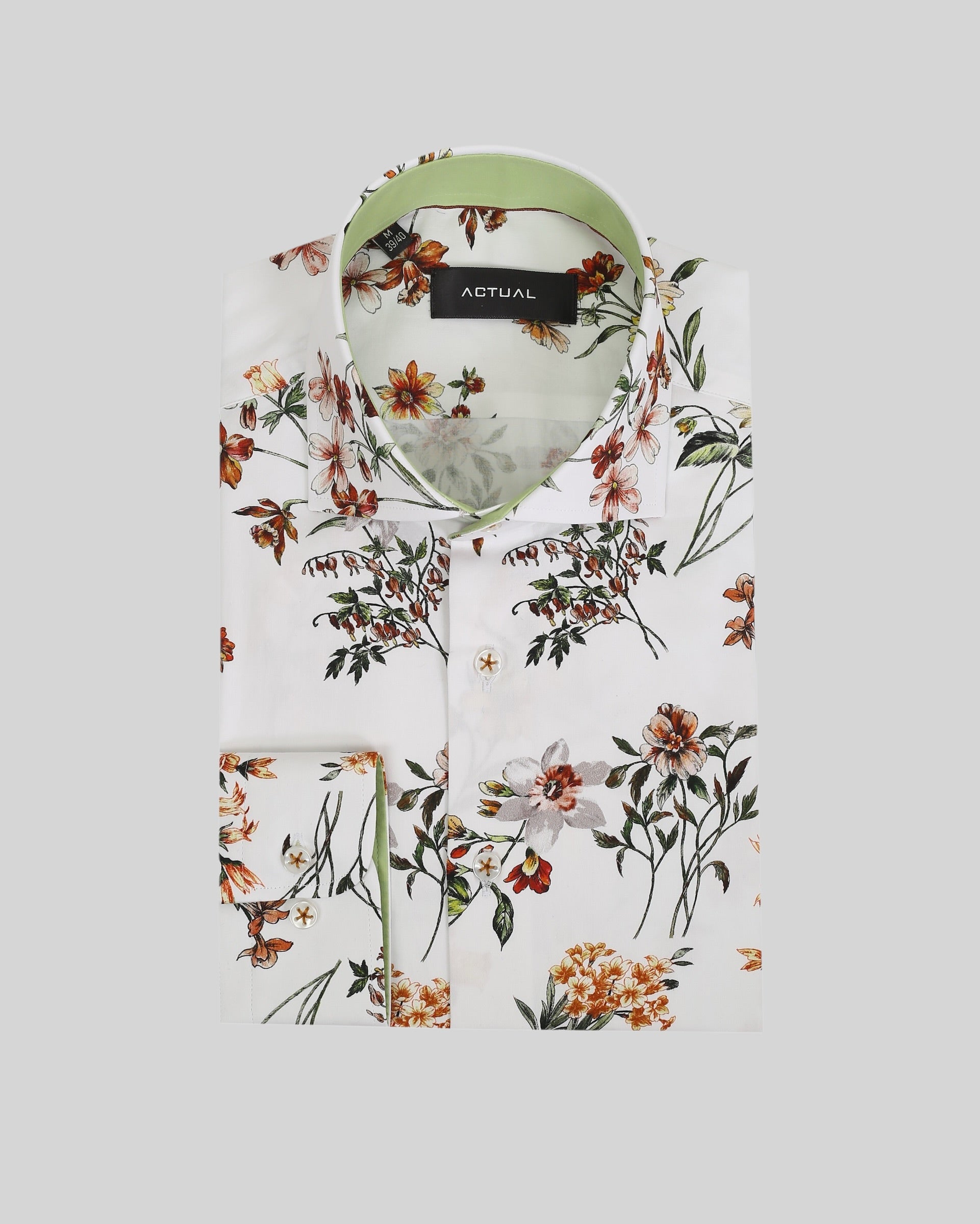 Geprint satijnen overhemd van 100% katoen in slim fit – Model 25-036