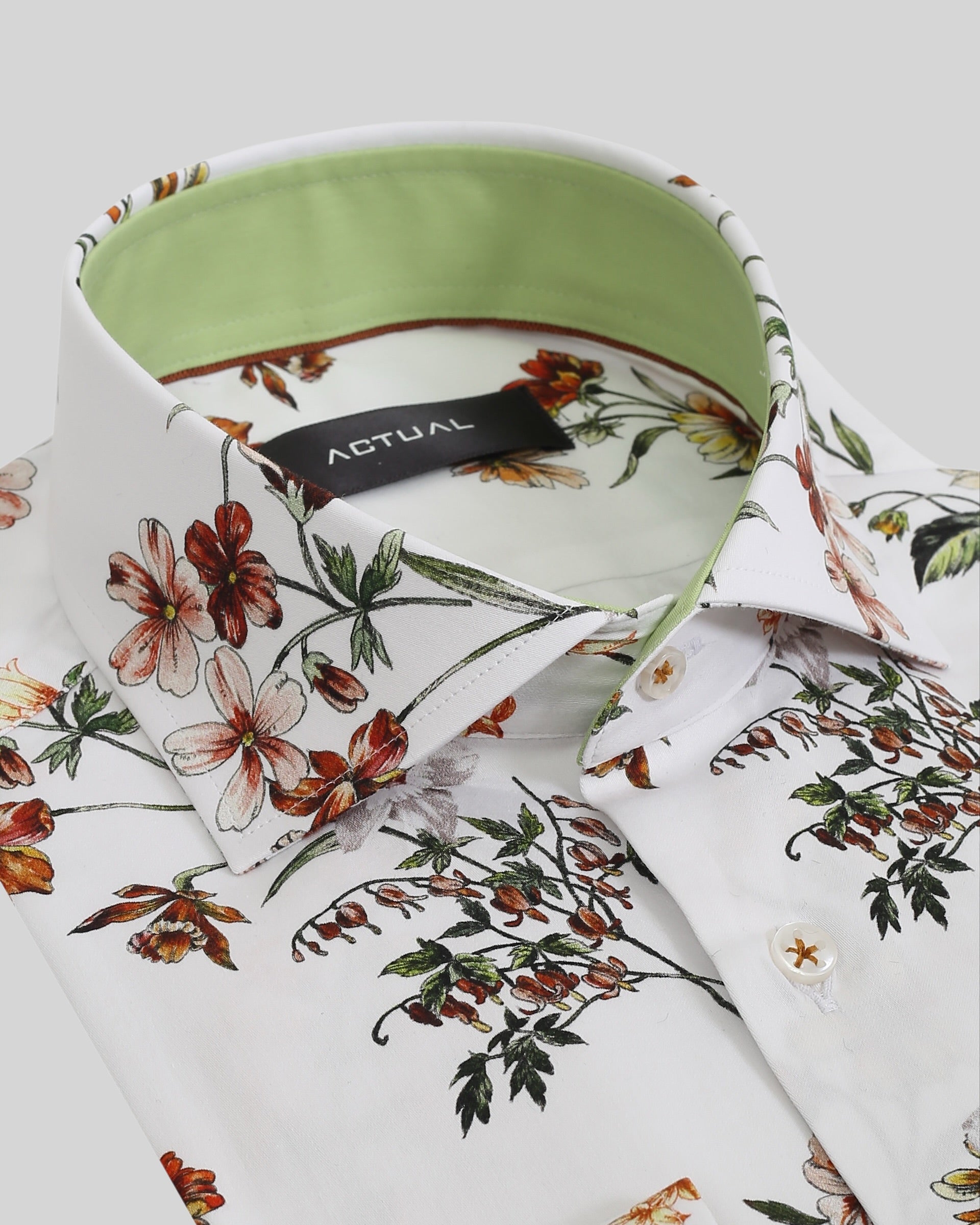 Geprint satijnen overhemd van 100% katoen in slim fit – Model 25-036