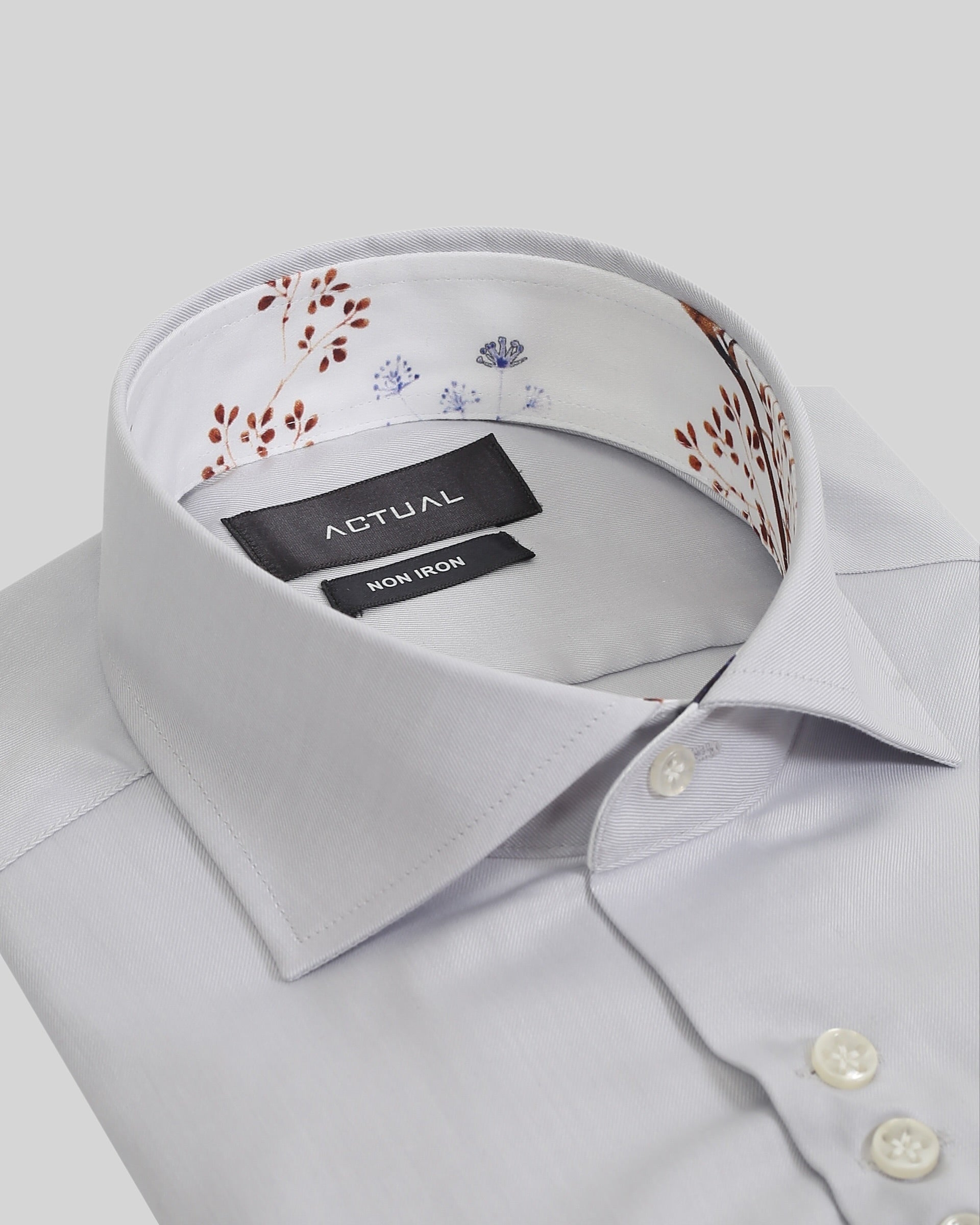 Strijkvrij overhemd van 100% katoen in slim fit met florale contrastdetails – Model 25-025
