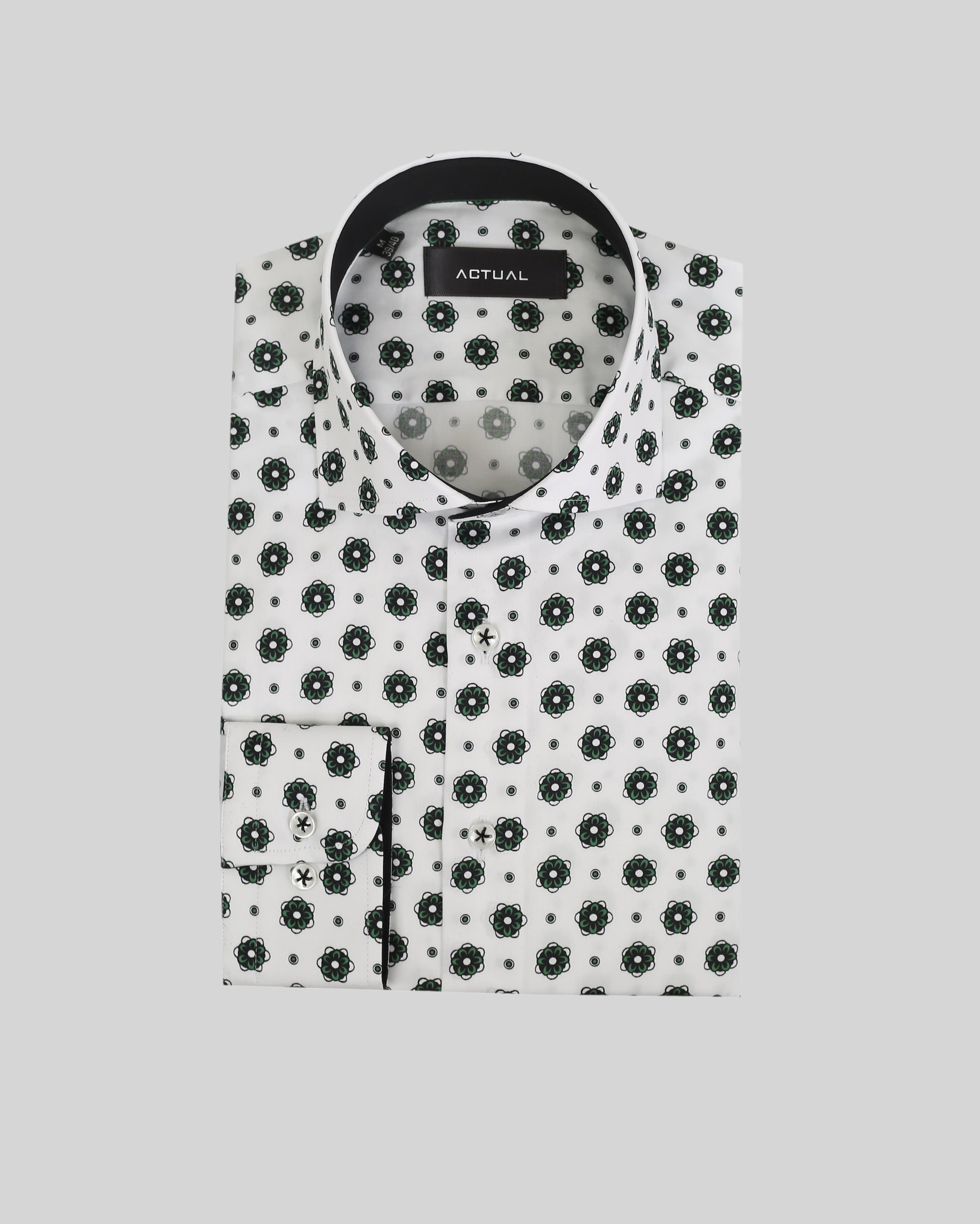 Geprint satijnen overhemd van 100% katoen in slim fit – Model 25-030