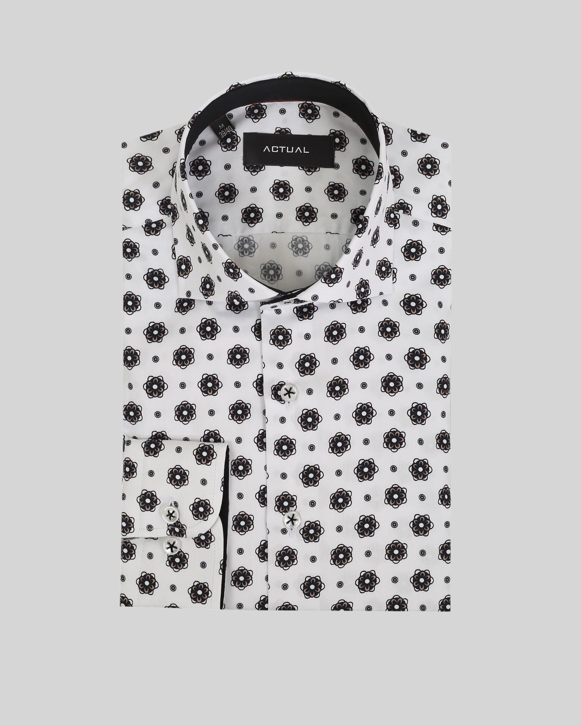 Geprint satijnen overhemd van 100% katoen in slim fit – Model 25-032