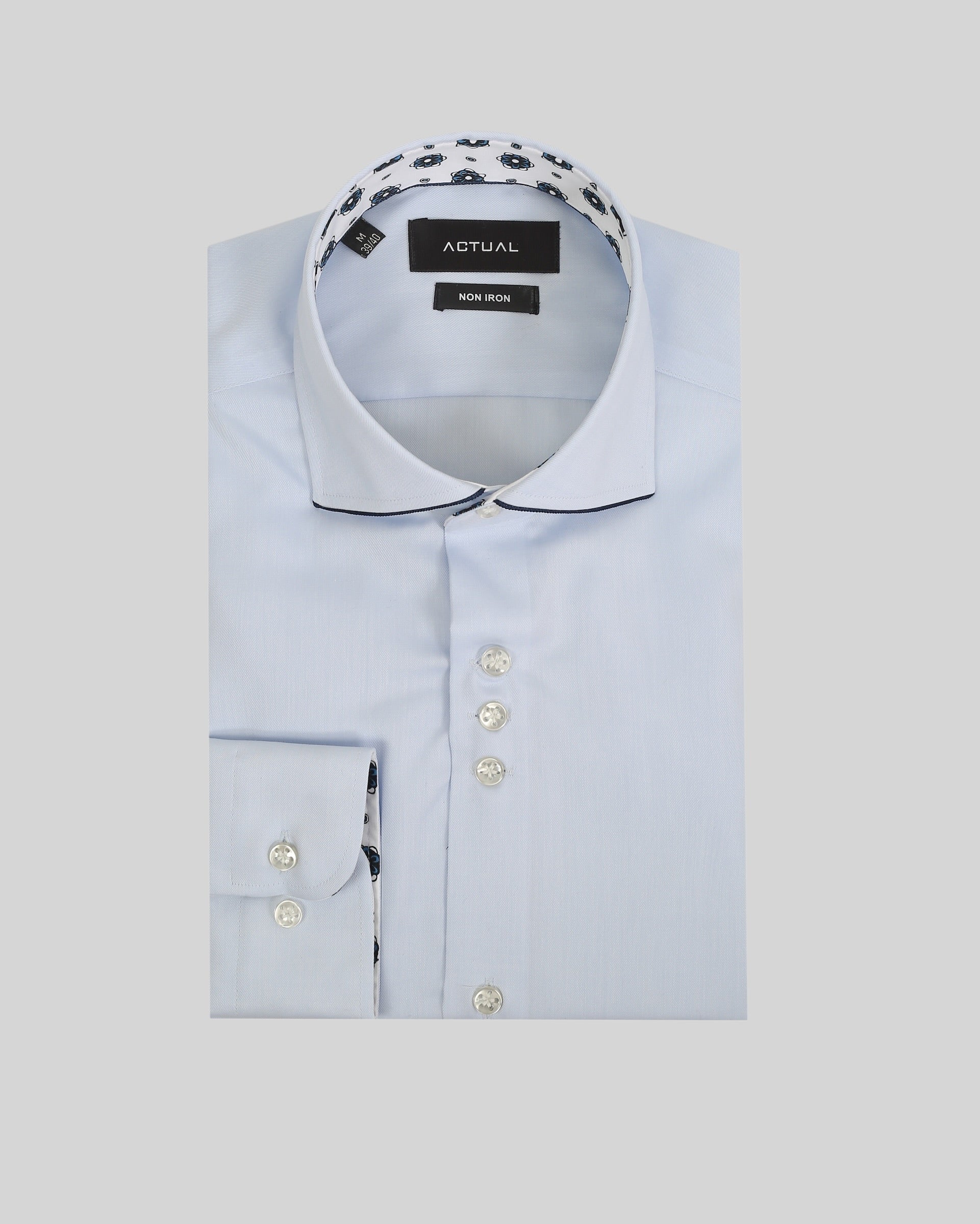 Strijkvrij overhemd van 100% katoen in slim fit met florale contrastdetails – Model 25-027
