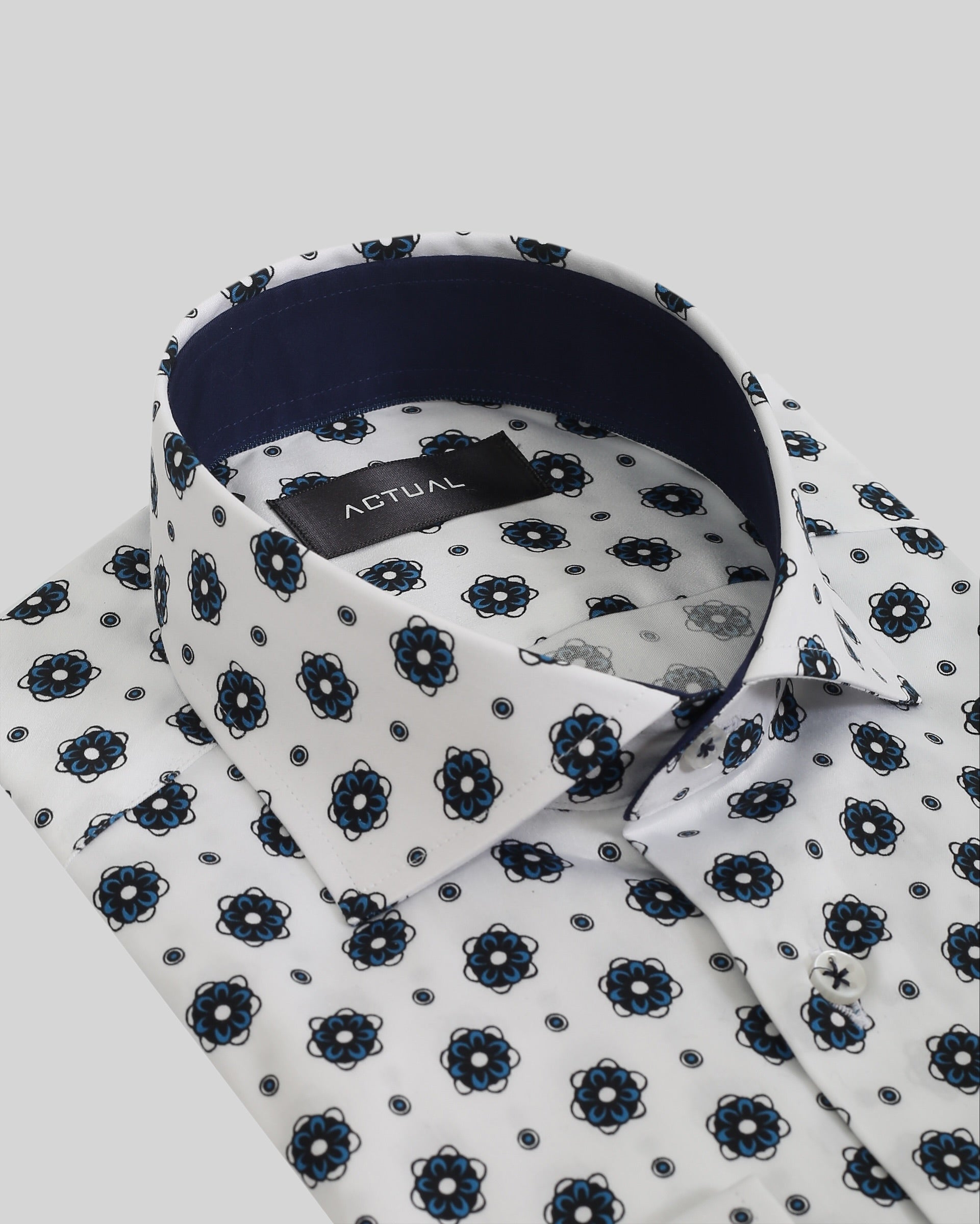 Geprint satijnen overhemd van 100% katoen in slim fit – Model 25-031