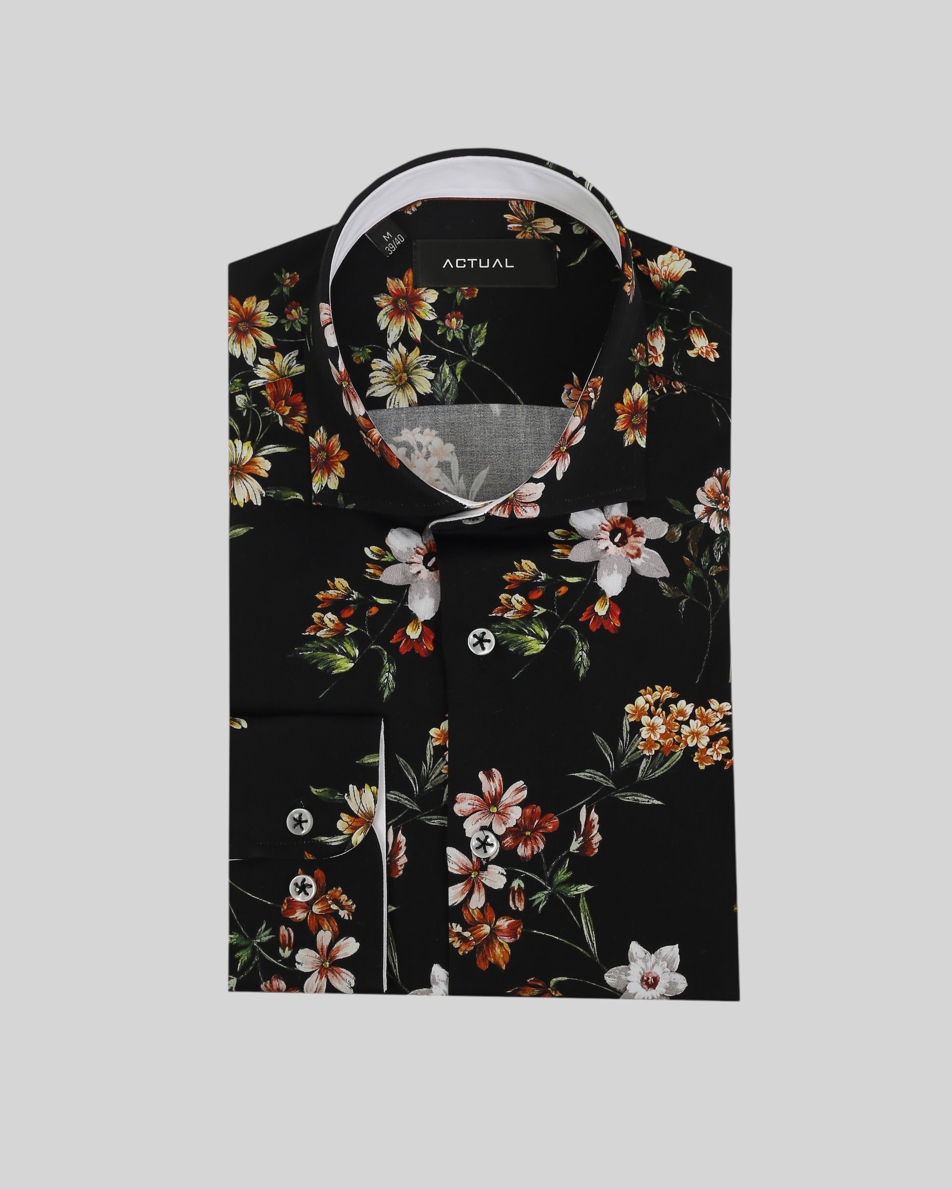 Geprint satijnen overhemd van 100% katoen in slim fit – Model 25-037