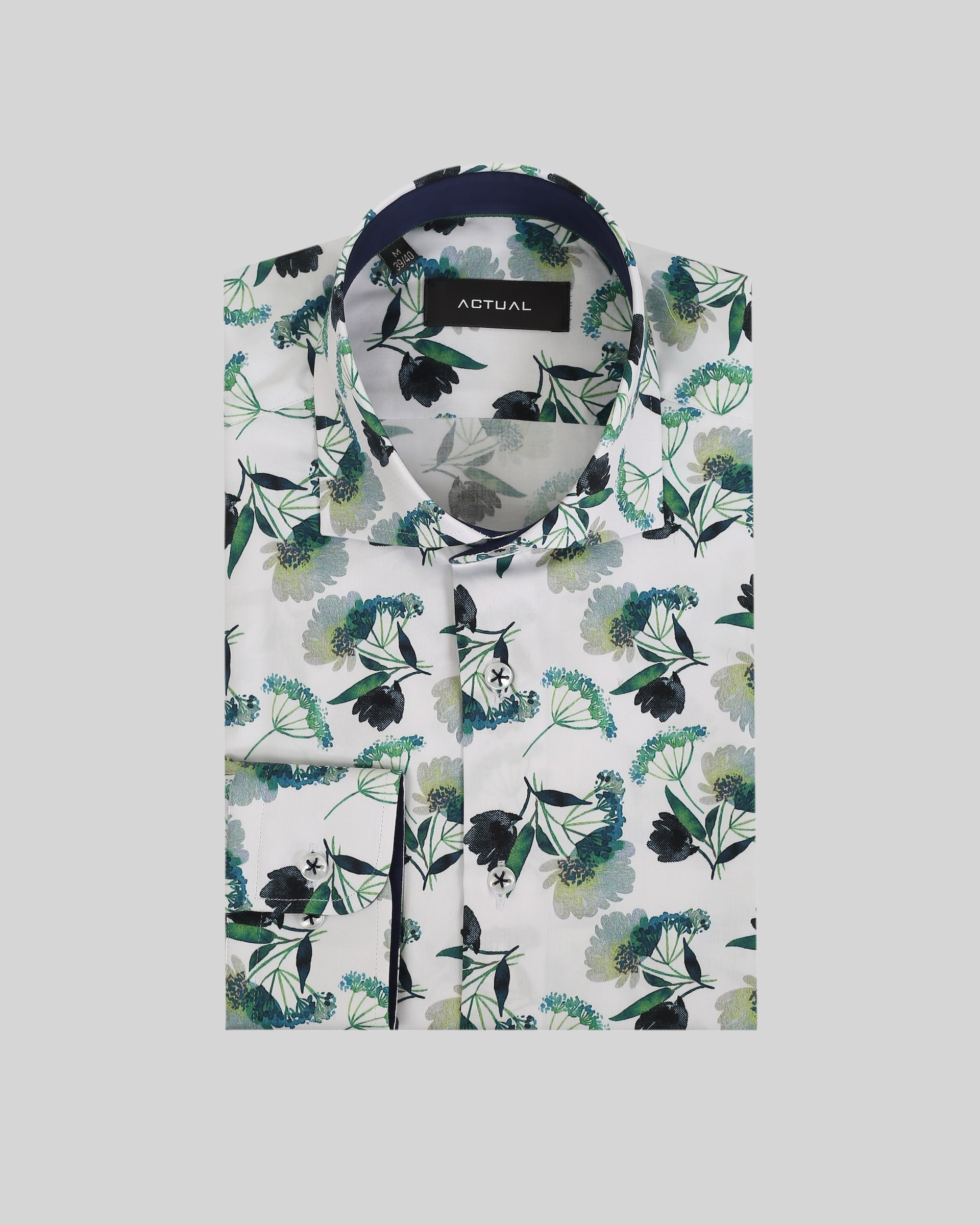Geprint satijnen overhemd van 100% katoen in slim fit – Model 25-034