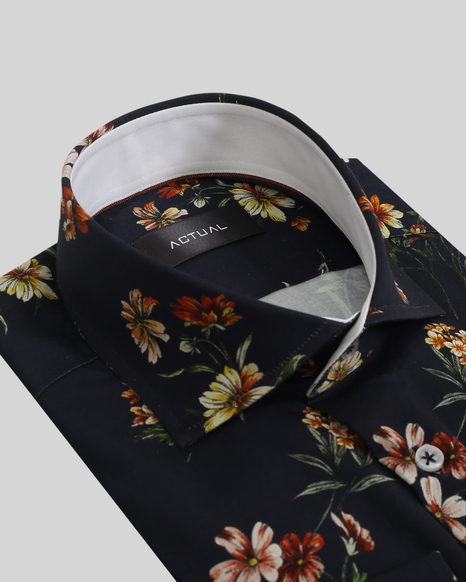 Geprint satijnen overhemd van 100% katoen in slim fit – Model 25-035