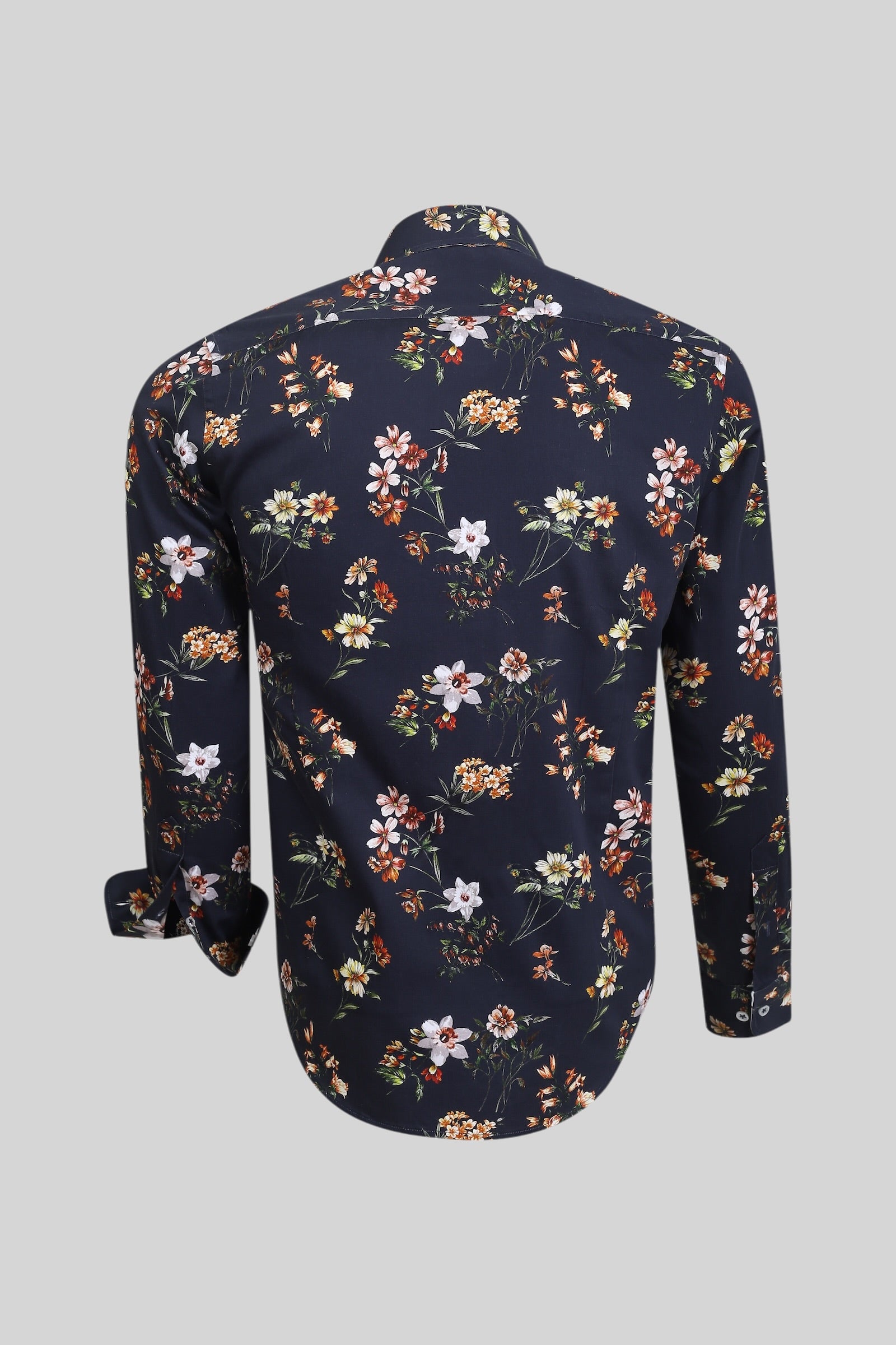 Geprint satijnen overhemd van 100% katoen in slim fit – Model 25-035