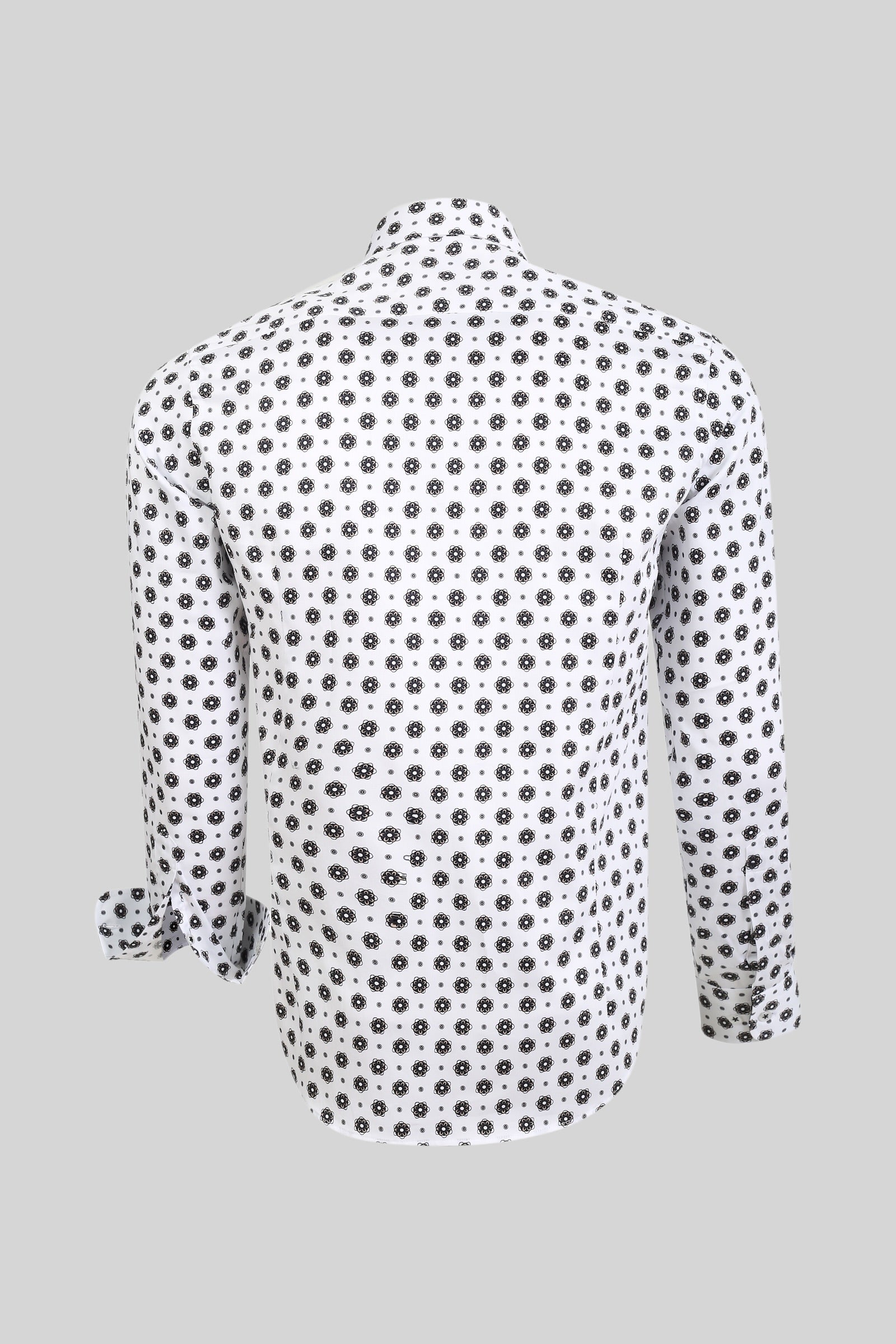 Geprint satijnen overhemd van 100% katoen in slim fit – Model 25-032