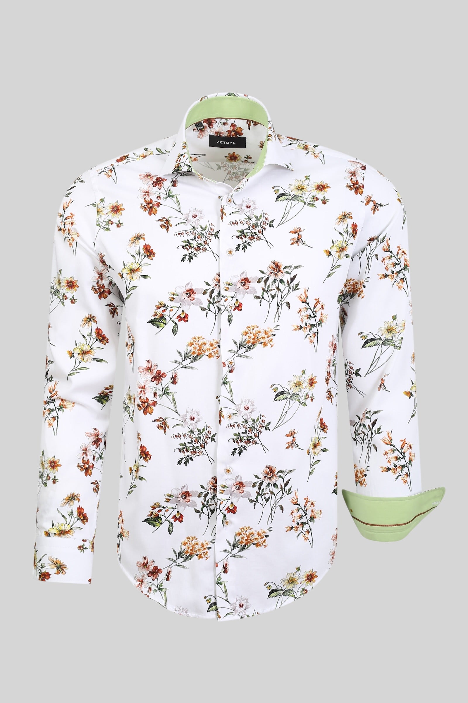 Geprint satijnen overhemd van 100% katoen in slim fit – Model 25-036