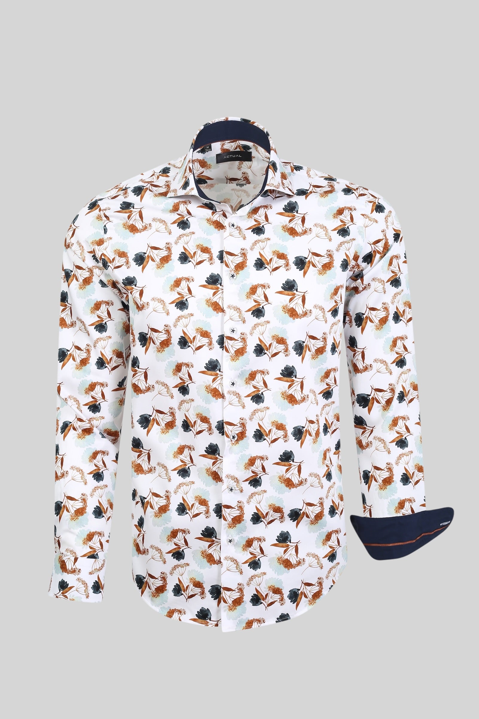 Geprint satijnen overhemd van 100% katoen in slim fit – Model 25-033