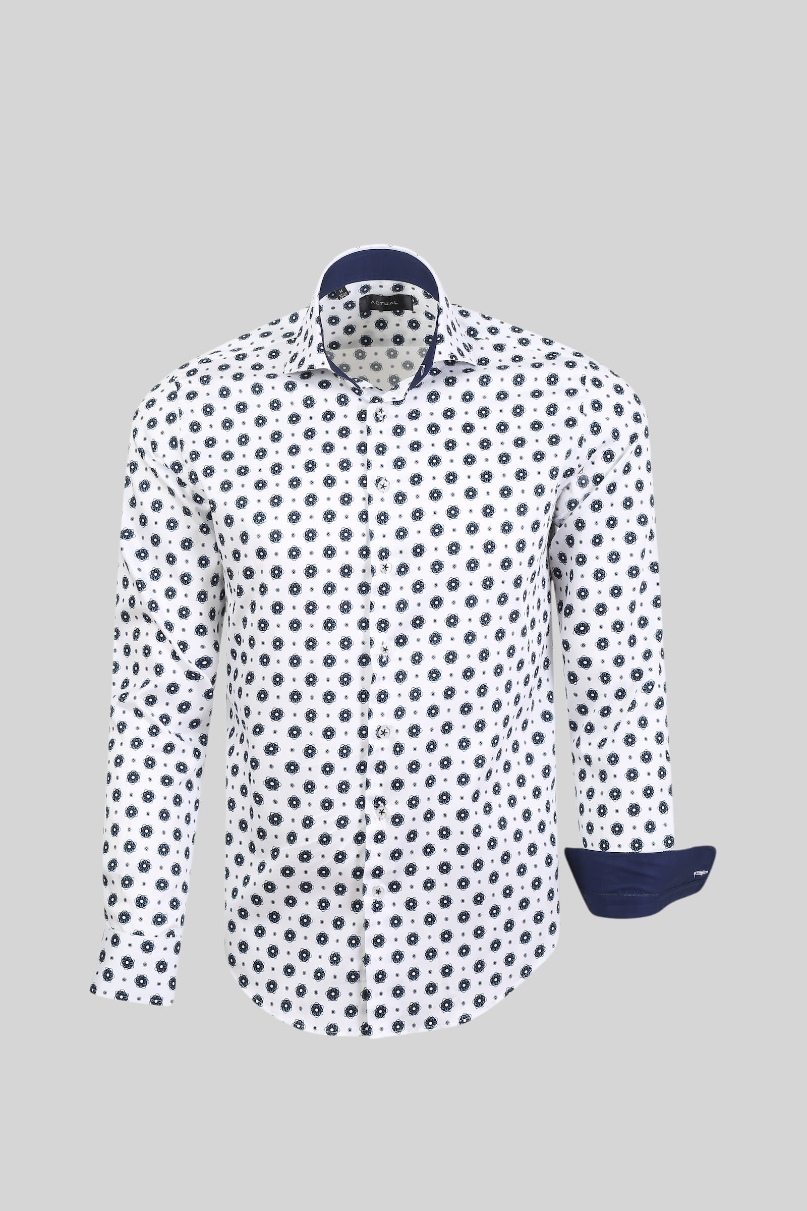 Geprint satijnen overhemd van 100% katoen in slim fit – Model 25-031
