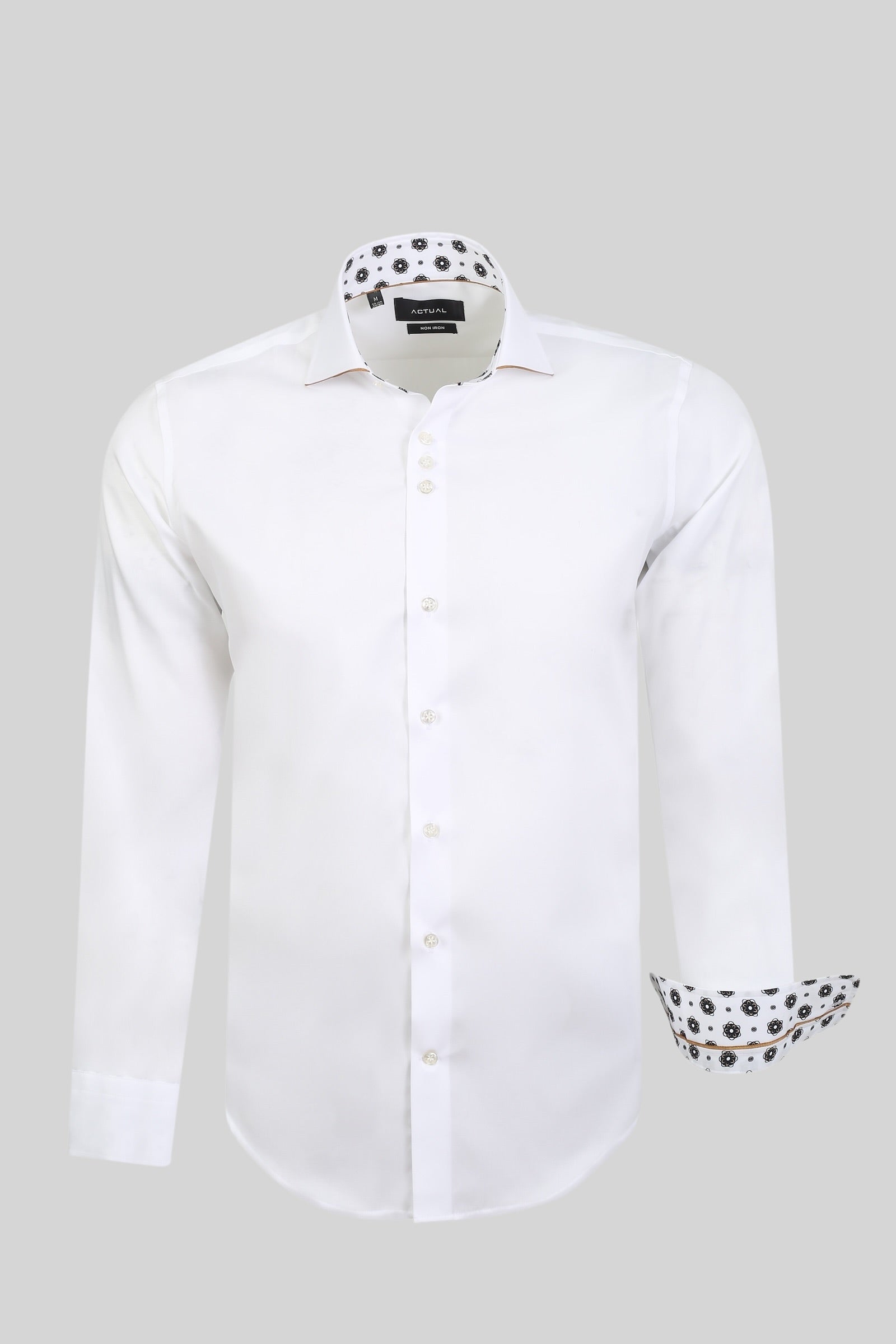 Non-Iron Twill 100% Cotton Slim Fit Shirt with Floral Contrast Details – Model 25-021