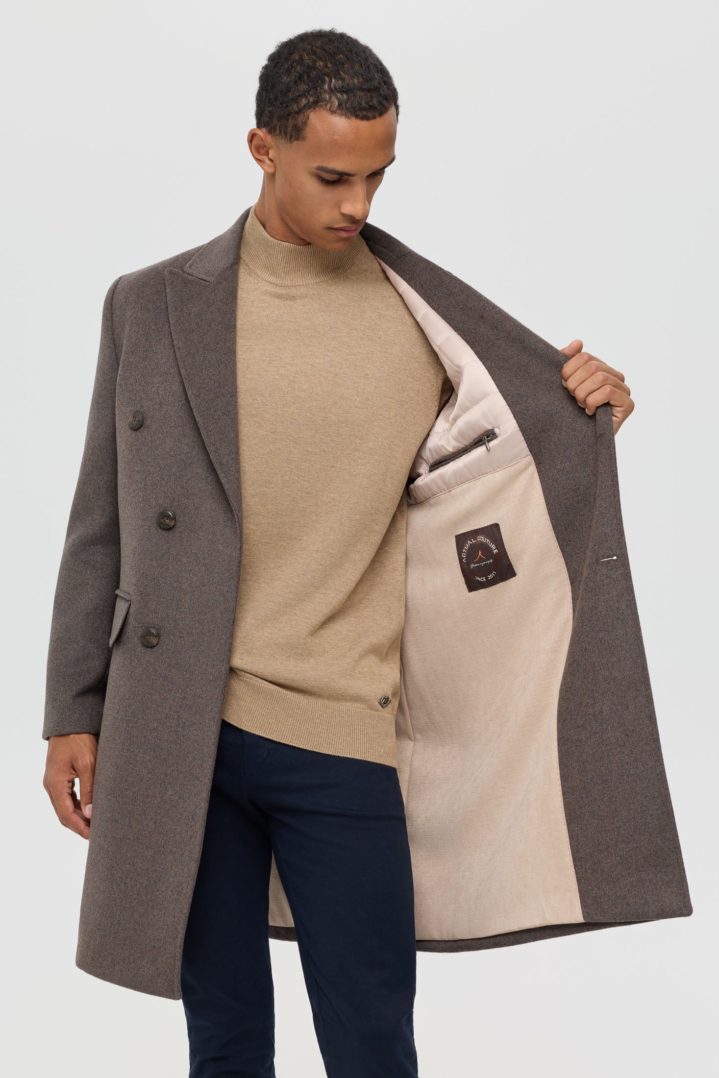 Men’s Double-Breasted Wool Blend Trench Coat – Timeless Elegance | Style 6065