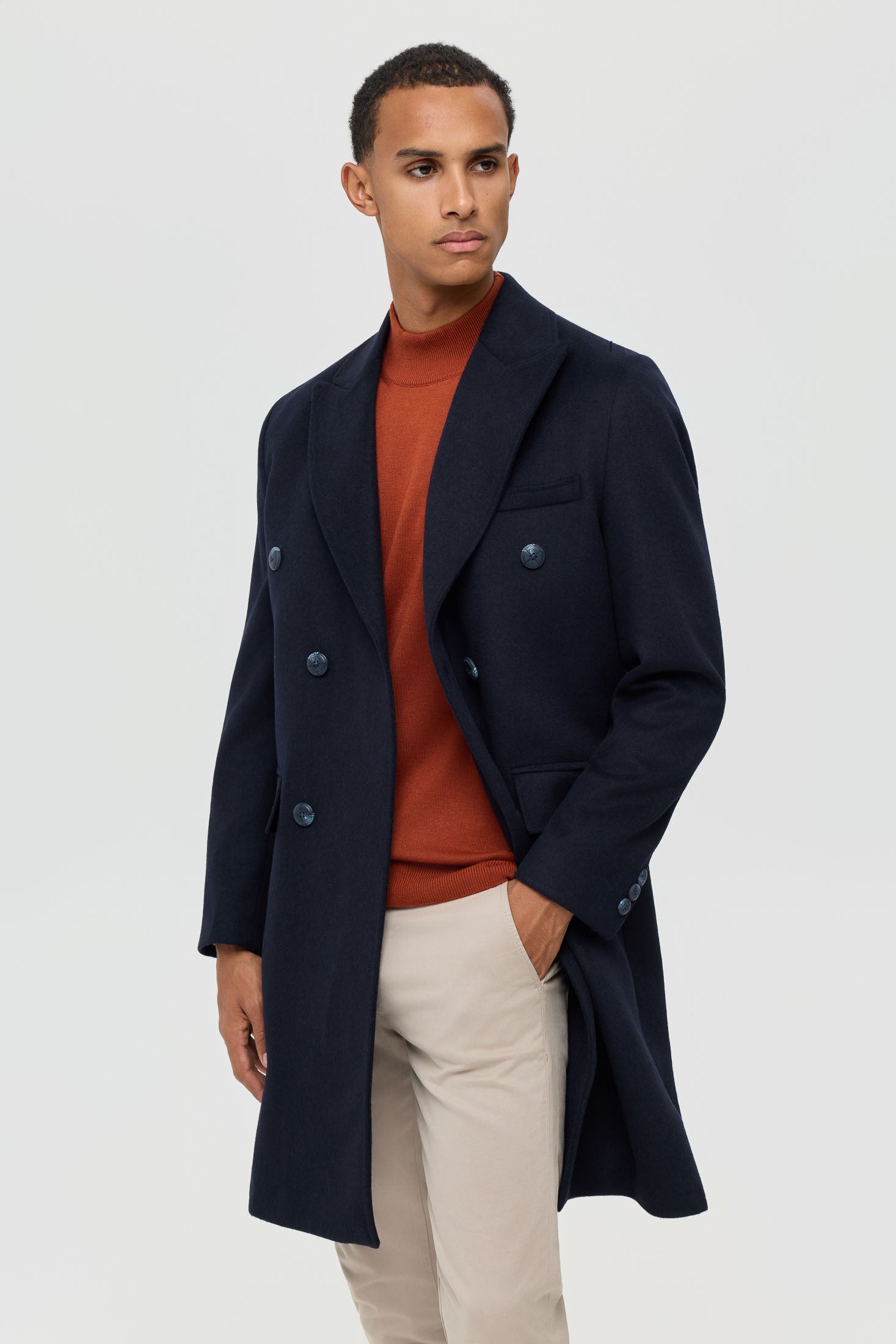 Men’s Double-Breasted Wool Blend Trench Coat – Timeless Elegance | Style 6065