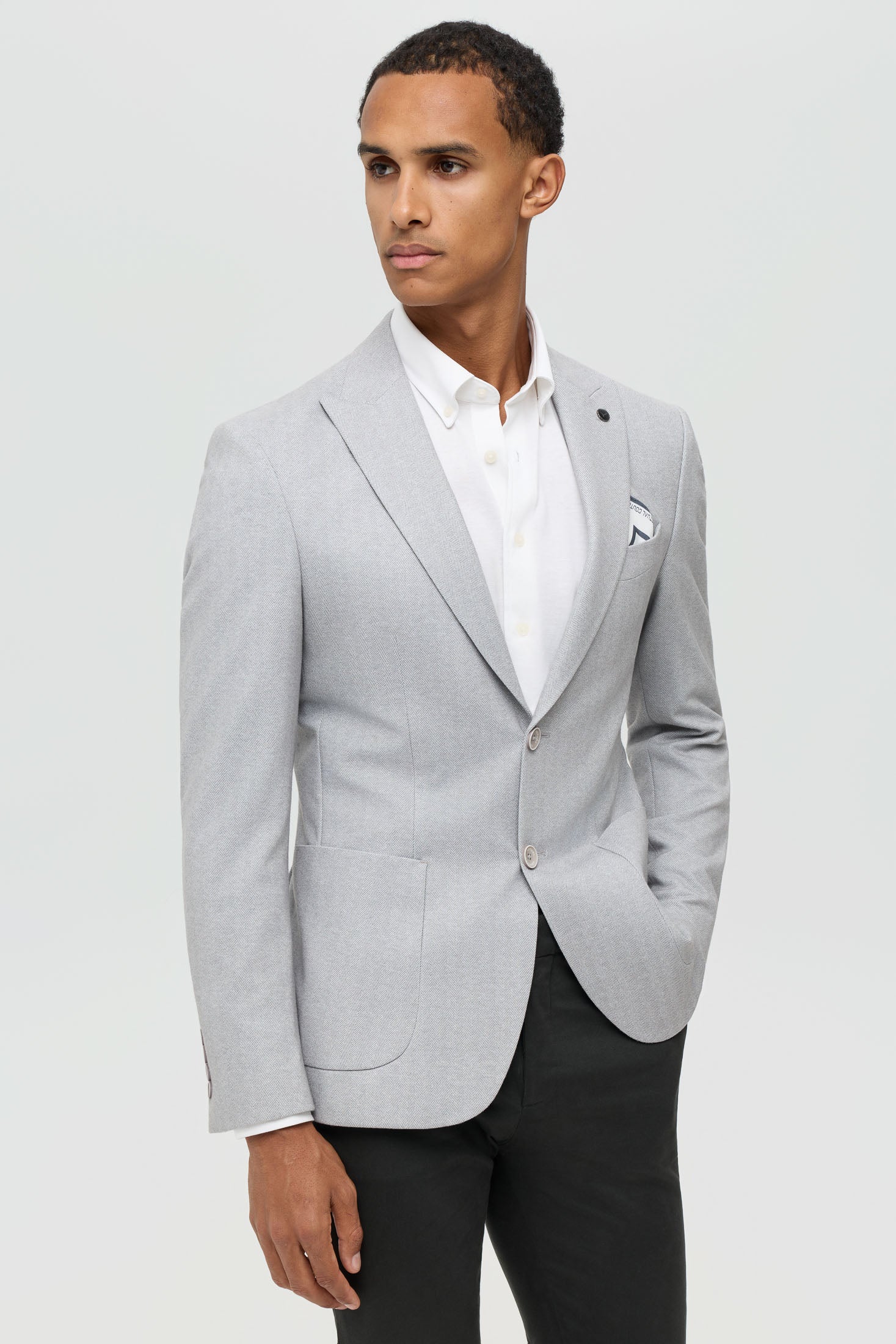 Men’s Premium Knit Blazer – Herringbone Texture | Style 7185