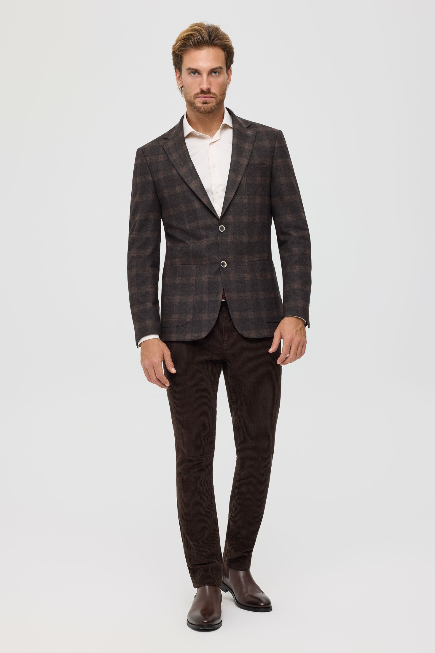 Hochwertiger Herren-Strickblazer – Karomuster | Modell 7186