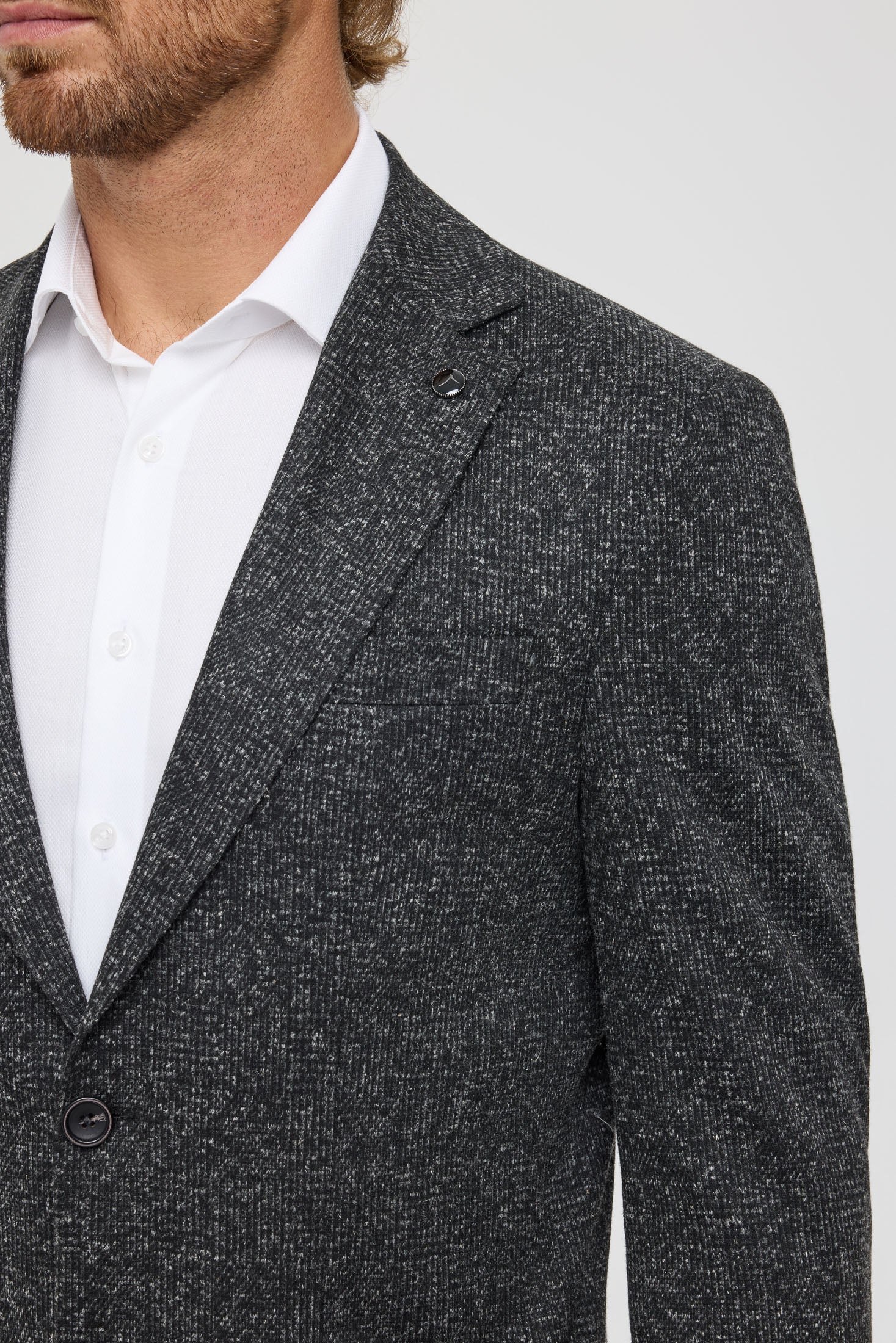 Hochwertiger Herren-Strickblazer – Wollmischung mit Glencheck-Muster | Modell 7183