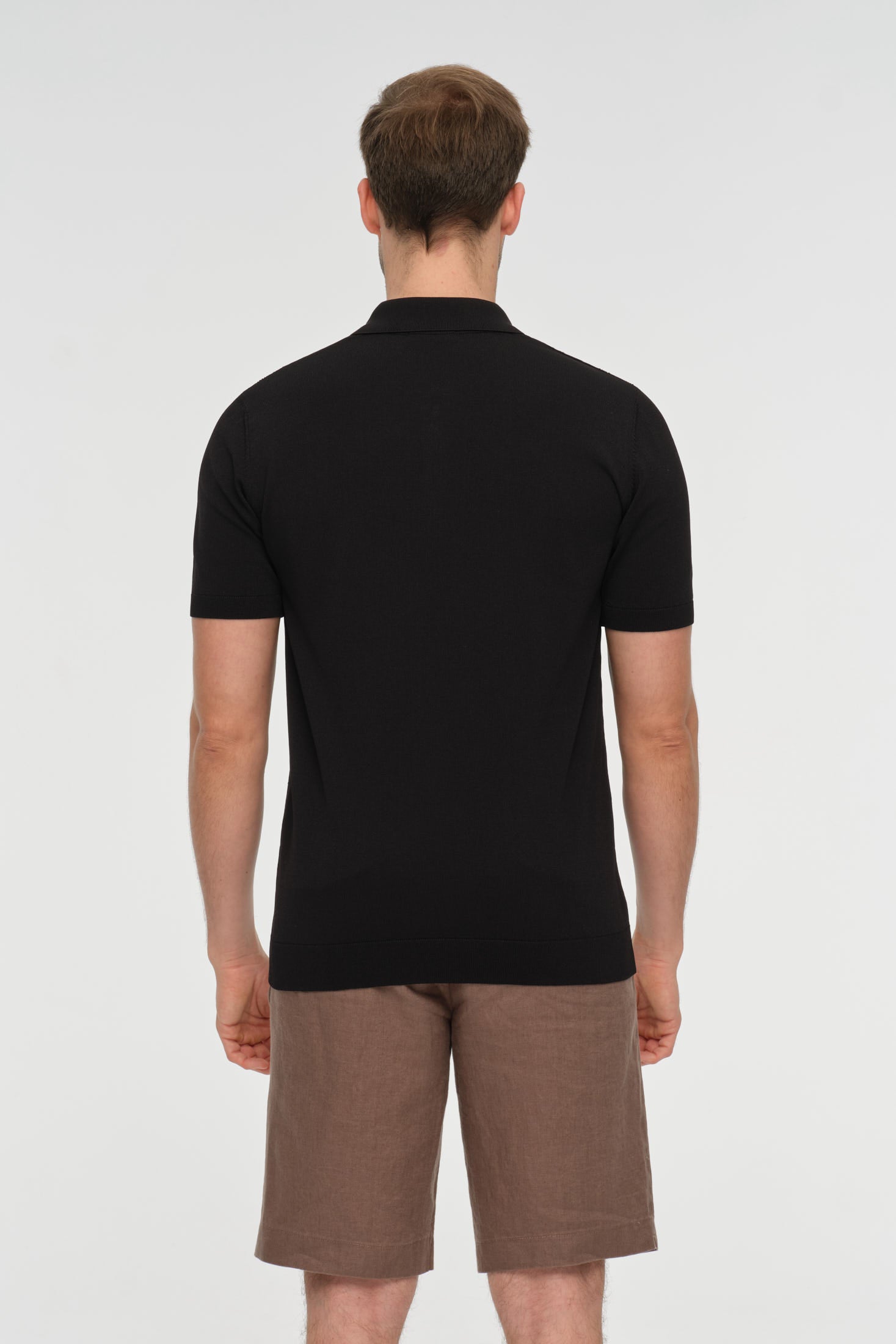 Textured Knit Polo with Zip Collar | Refined Structured Elegance – Model 8041