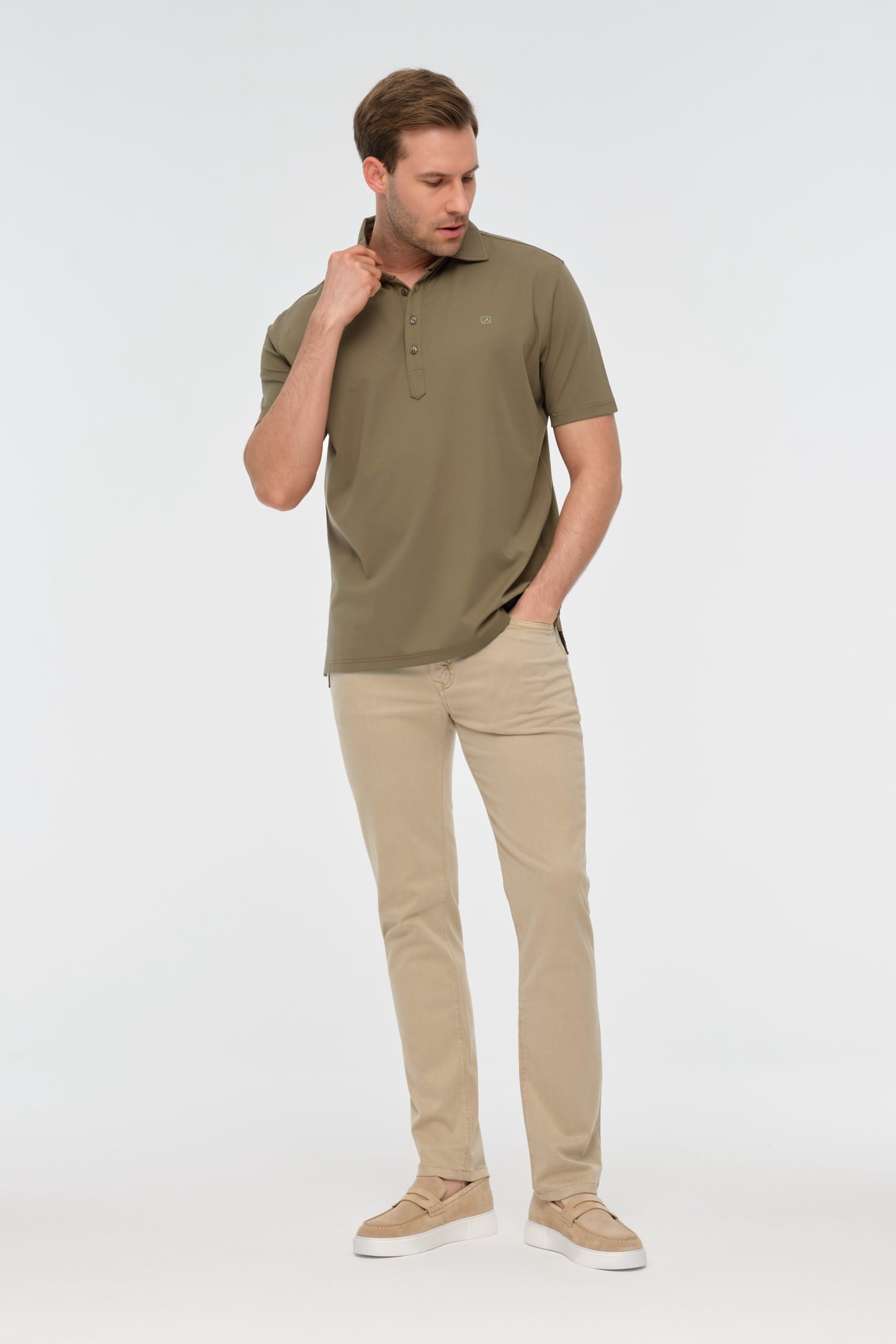 Tailored Knit Polo Shirt | Premium Stretch Fabric for Modern Business Casual – Model 8038