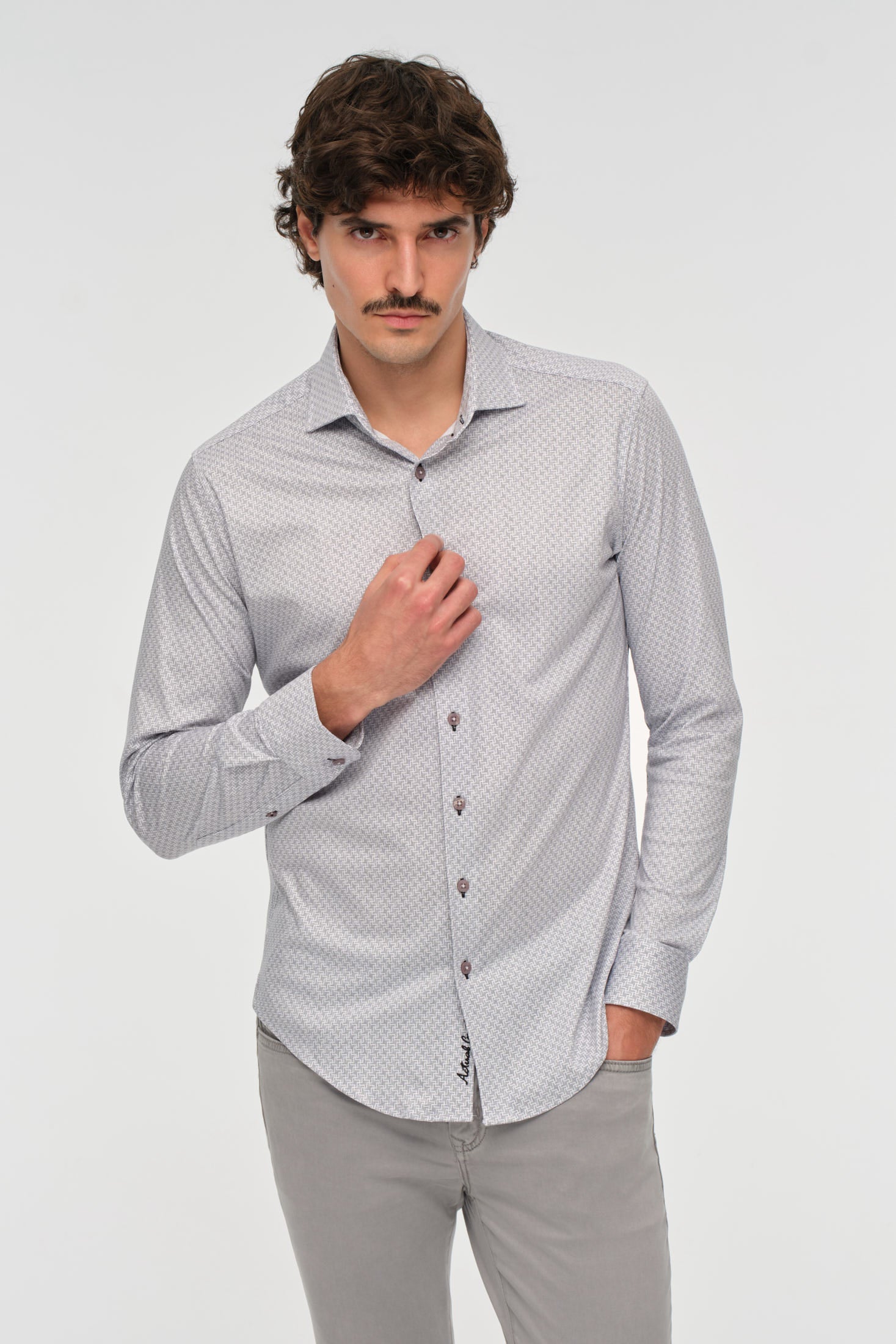 Bedrucktes Strick-Baumwollhemd | Weicher Griff Alltägliche Eleganz aus 100% Baumwolle – Modell 2031