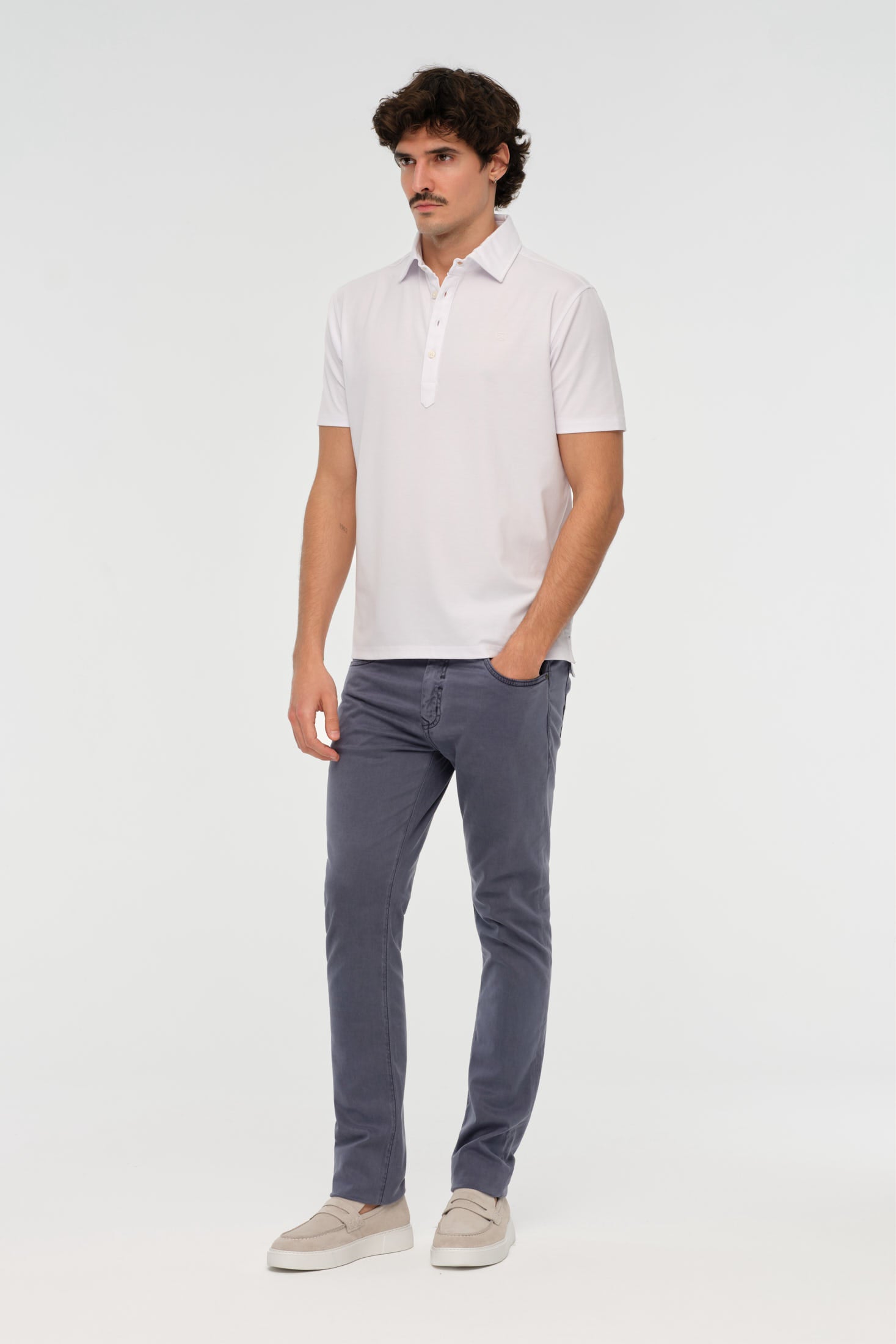 Tailored Knit Polo Shirt | Premium Stretch Fabric for Modern Business Casual – Model 8038