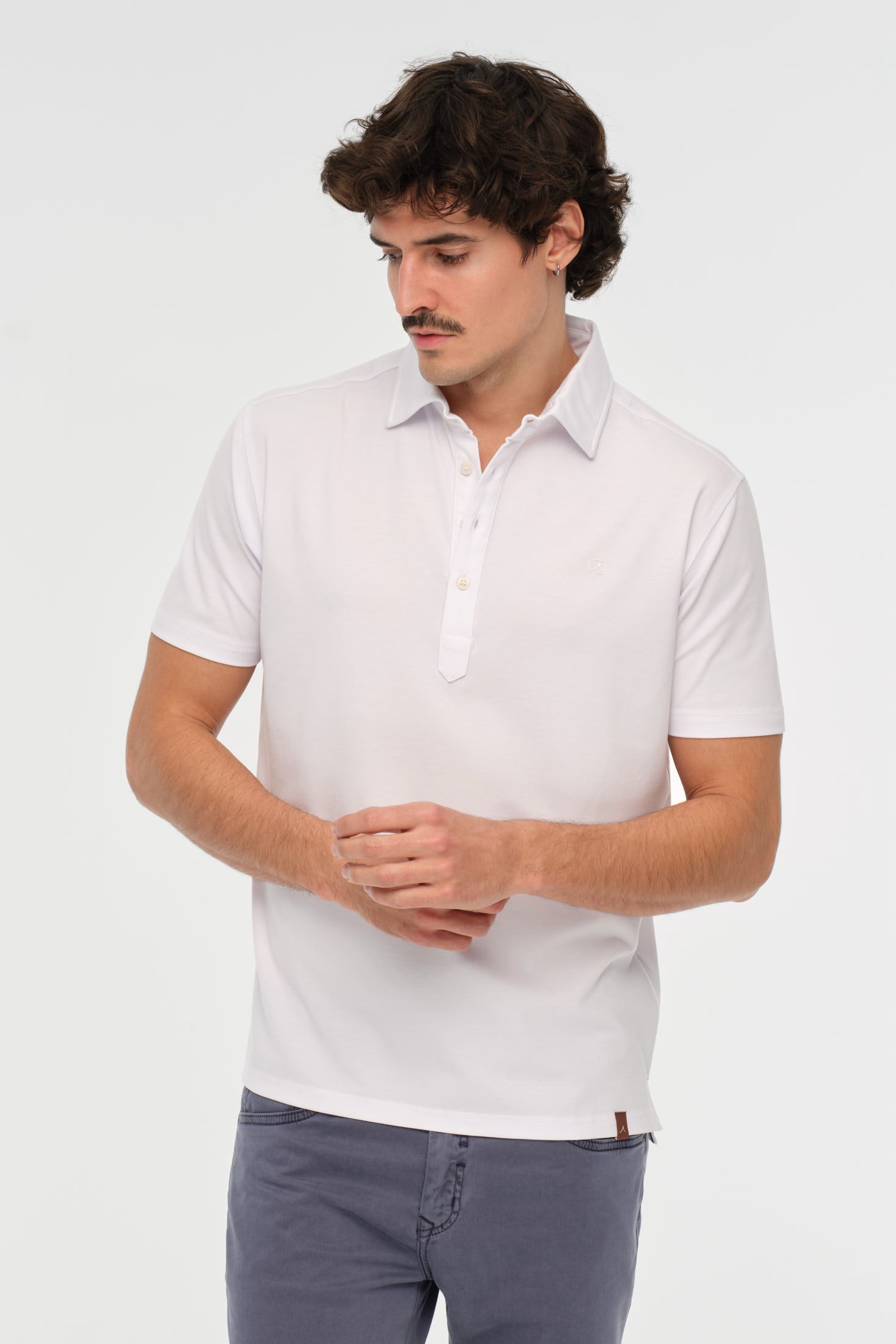 Tailored Knit Polo Shirt | Premium Stretch Fabric for Modern Business Casual – Model 8038