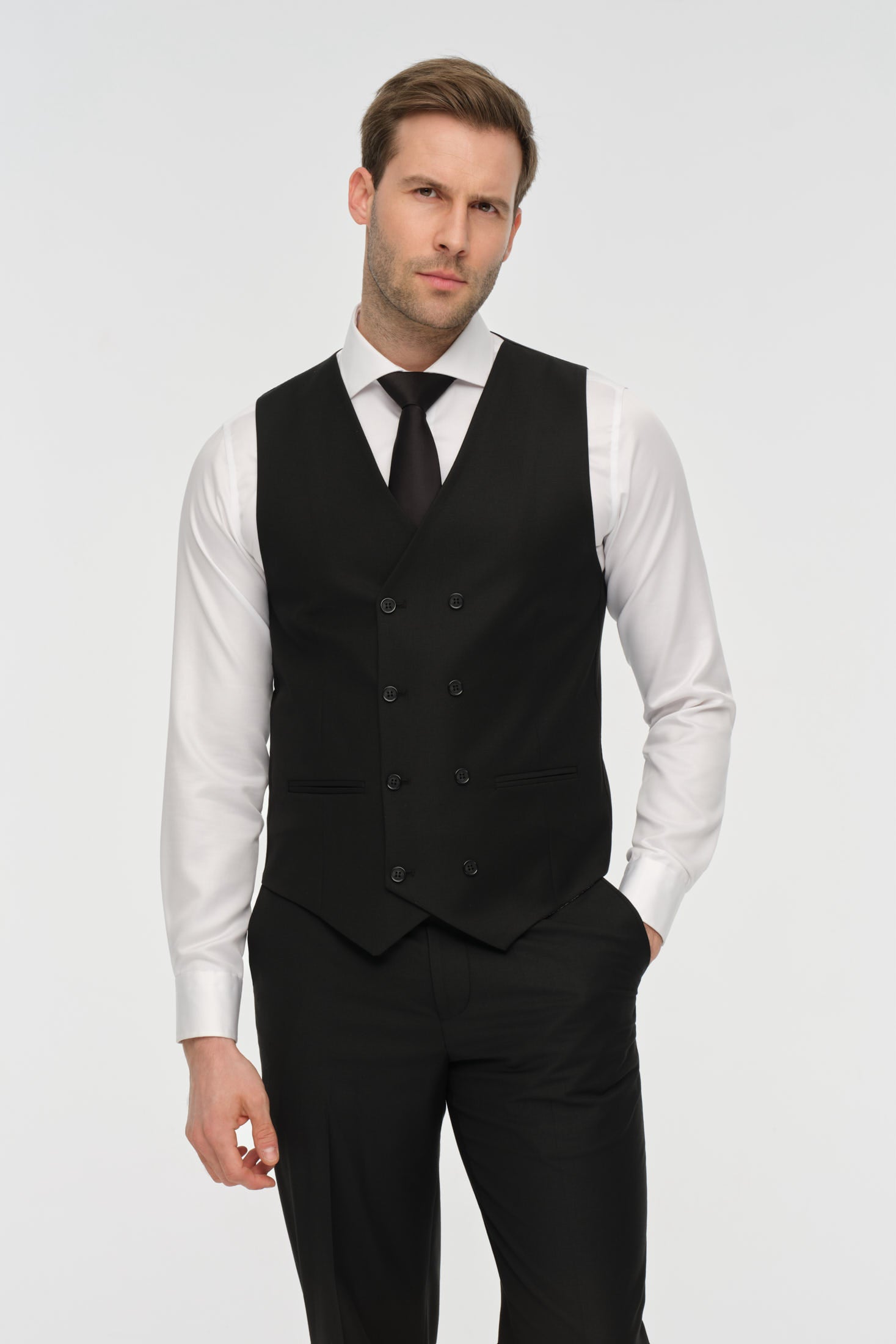 Getailleerd gilet | Double-breasted formele stijl – Model W-002