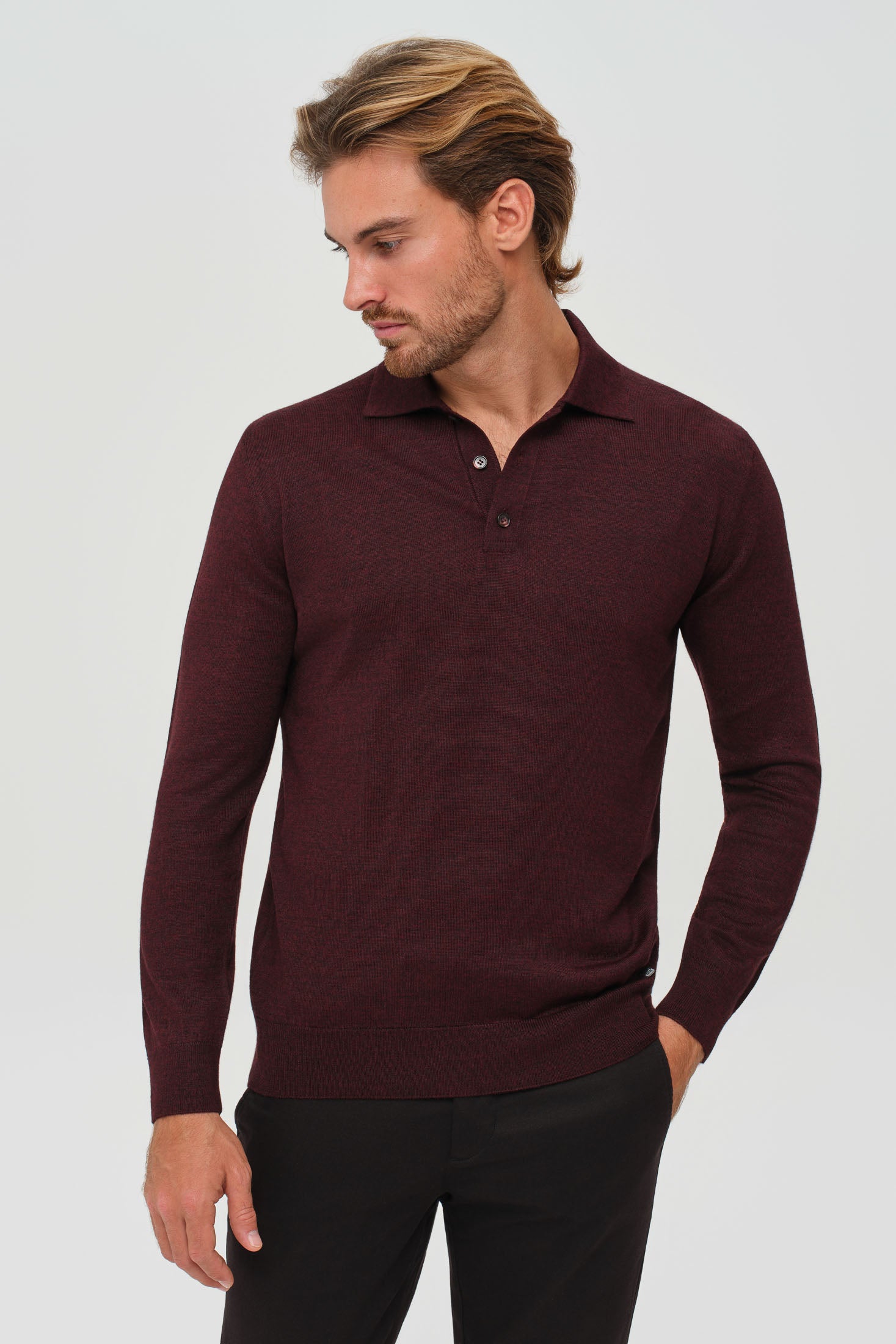 Men’s Premium Long-Sleeve Knit Pullover – Wool Blend Comfort | Style 8014