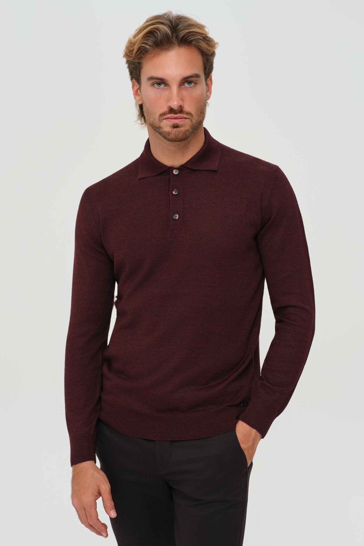 Men’s Premium Long-Sleeve Knit Pullover – Wool Blend Comfort | Style 8014