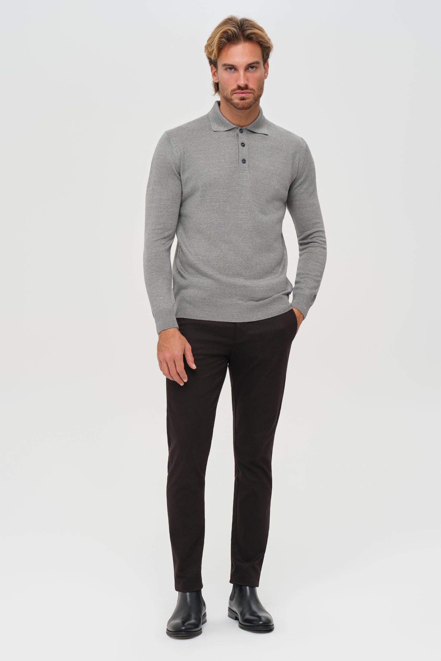Men’s Premium Long-Sleeve Knit Pullover – Wool Blend Comfort | Style 8014