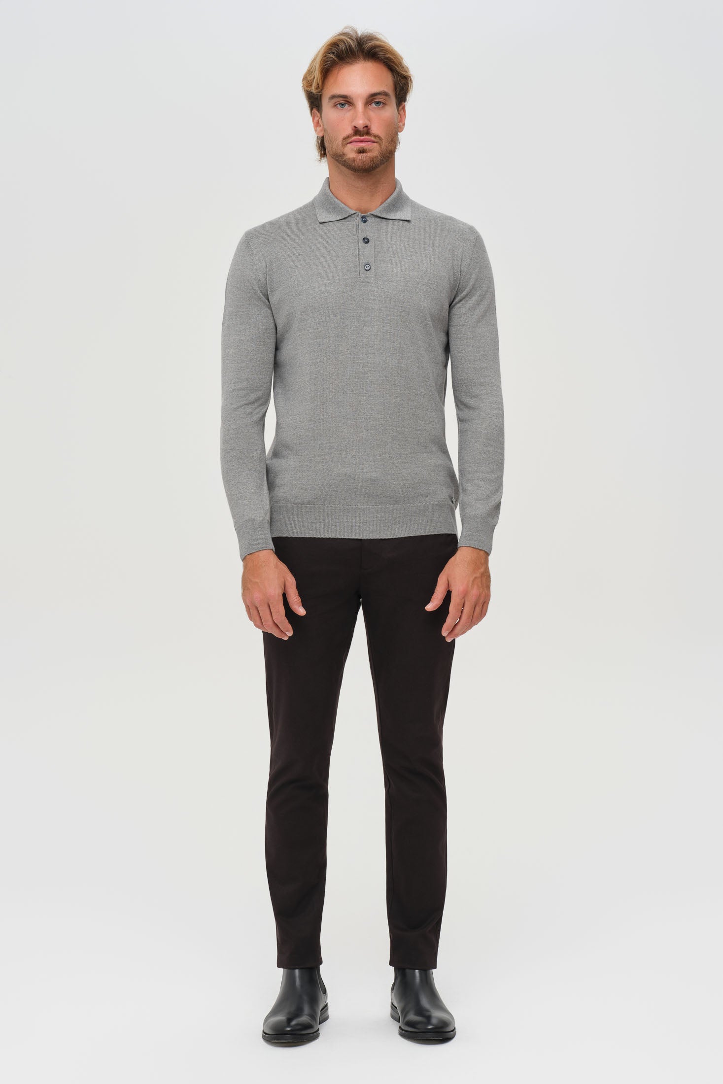 Men’s Premium Long-Sleeve Knit Pullover – Wool Blend Comfort | Style 8014