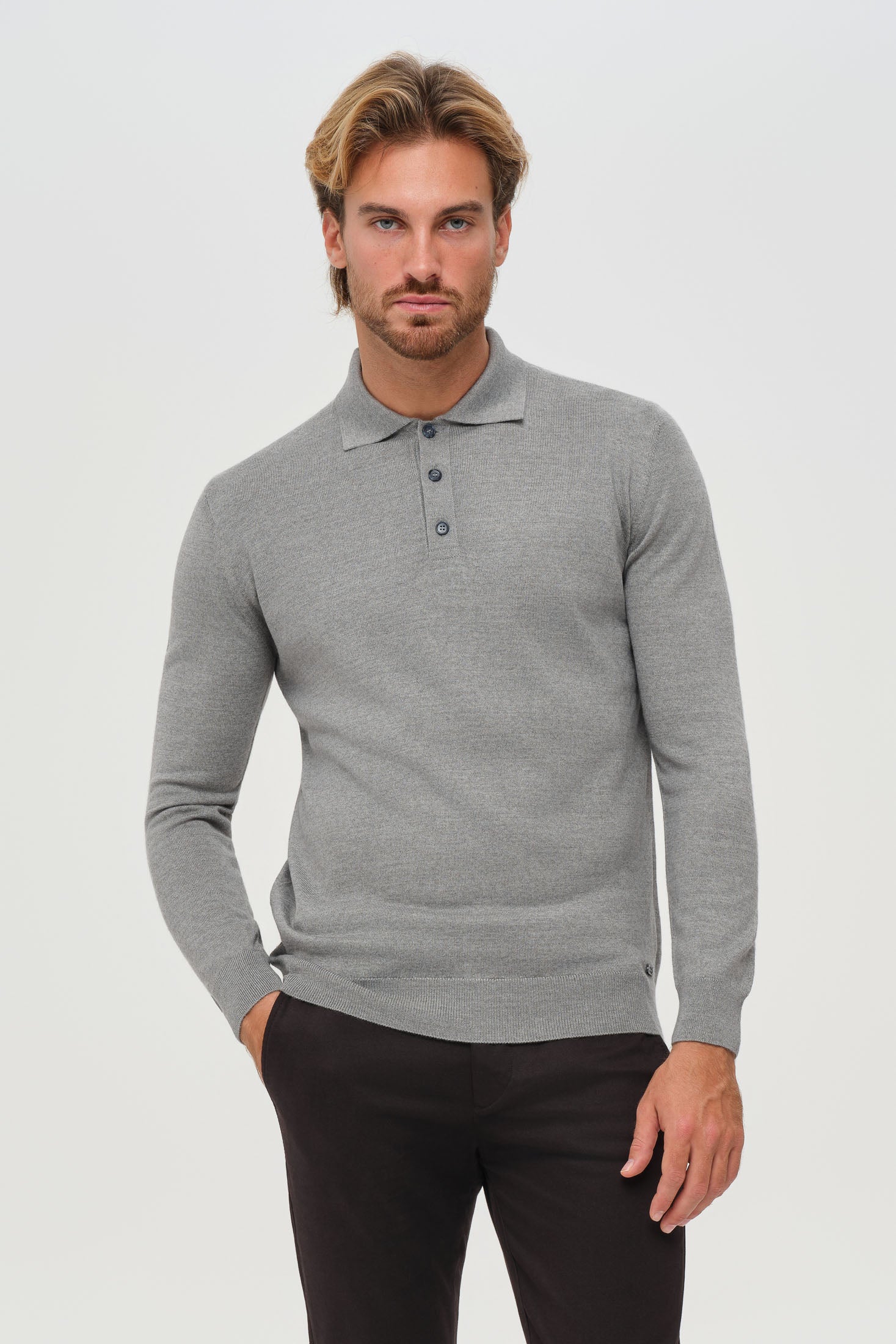Men’s Premium Long-Sleeve Knit Pullover – Wool Blend Comfort | Style 8014
