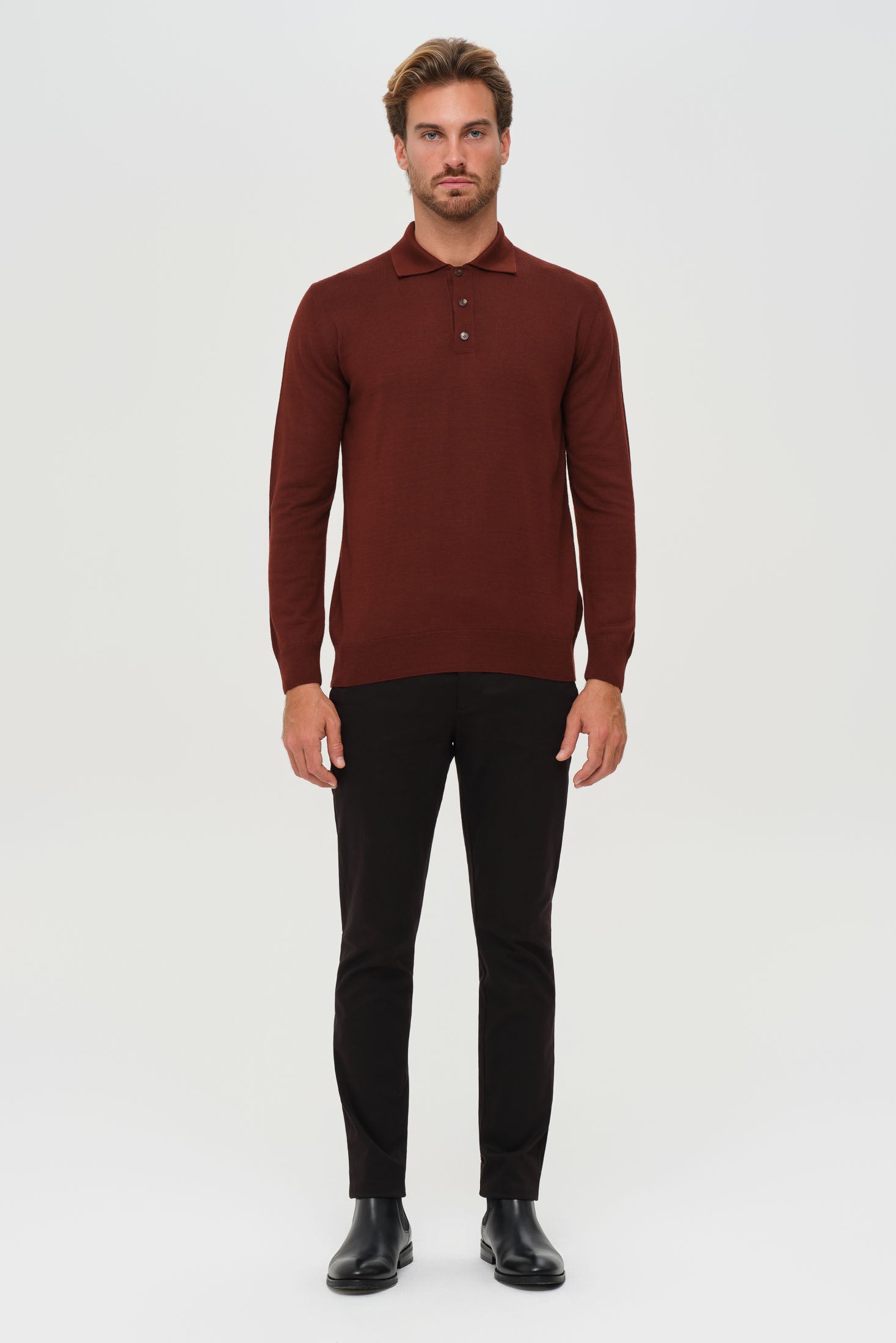 Men’s Premium Long-Sleeve Knit Pullover – Wool Blend Comfort | Style 8014