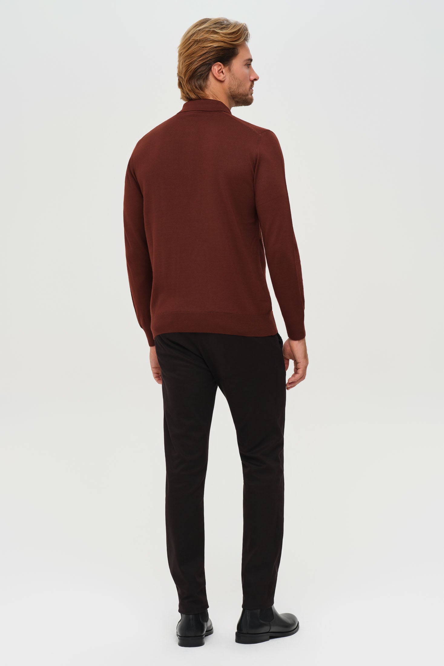 Men’s Premium Long-Sleeve Knit Pullover – Wool Blend Comfort | Style 8014