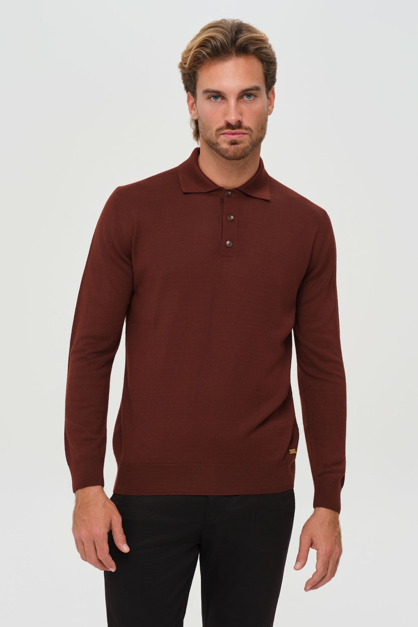 Men’s Premium Long-Sleeve Knit Pullover – Wool Blend Comfort | Style 8014