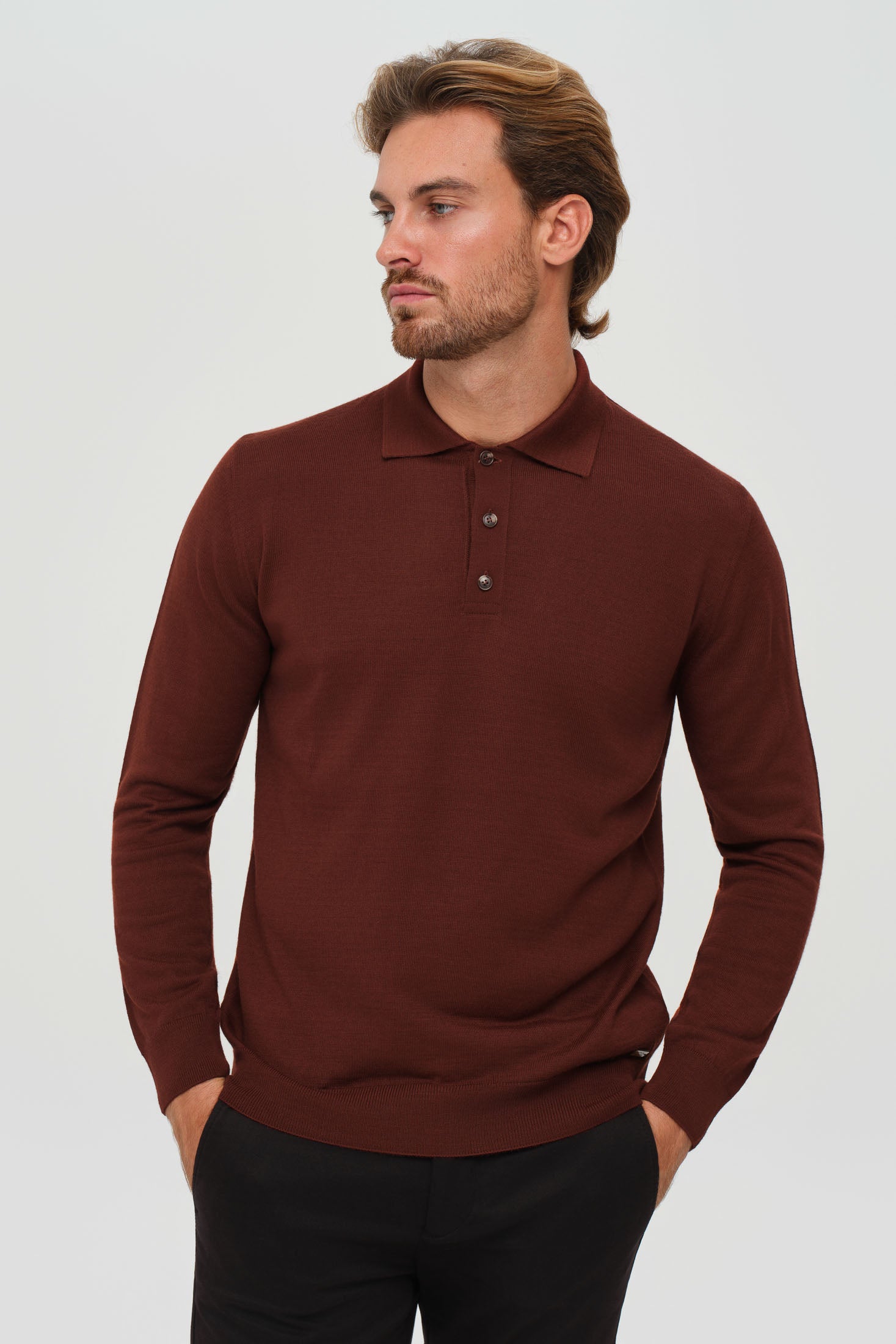 Men’s Premium Long-Sleeve Knit Pullover – Wool Blend Comfort | Style 8014