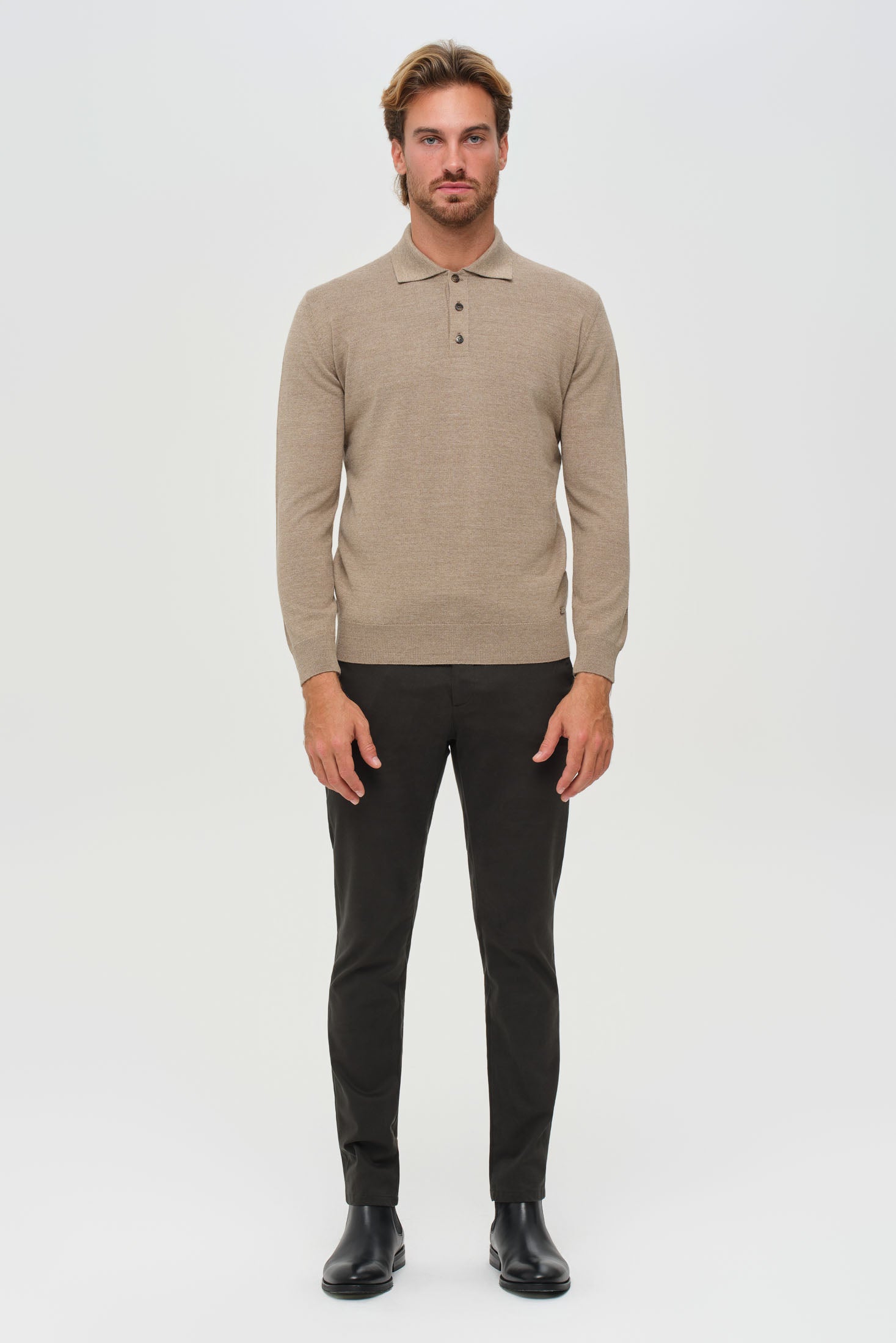 Men’s Premium Long-Sleeve Knit Pullover – Wool Blend Comfort | Style 8014