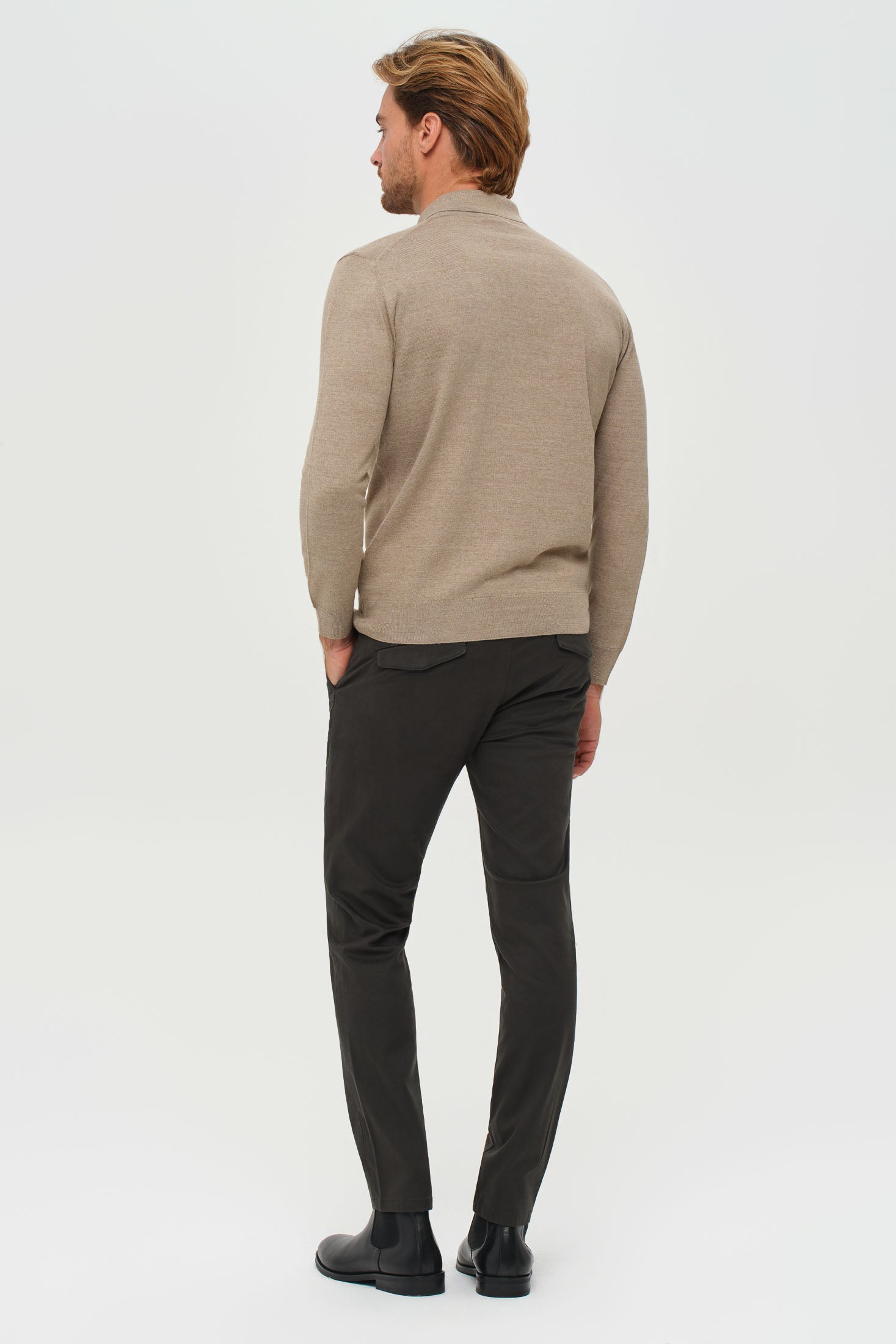 Men’s Premium Long-Sleeve Knit Pullover – Wool Blend Comfort | Style 8014