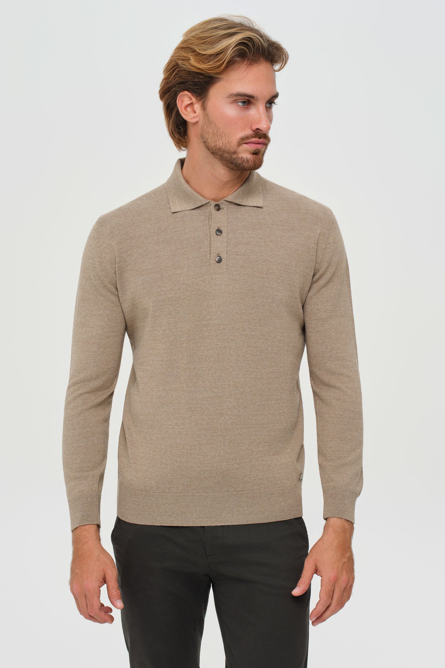 Men’s Premium Long-Sleeve Knit Pullover – Wool Blend Comfort | Style 8014