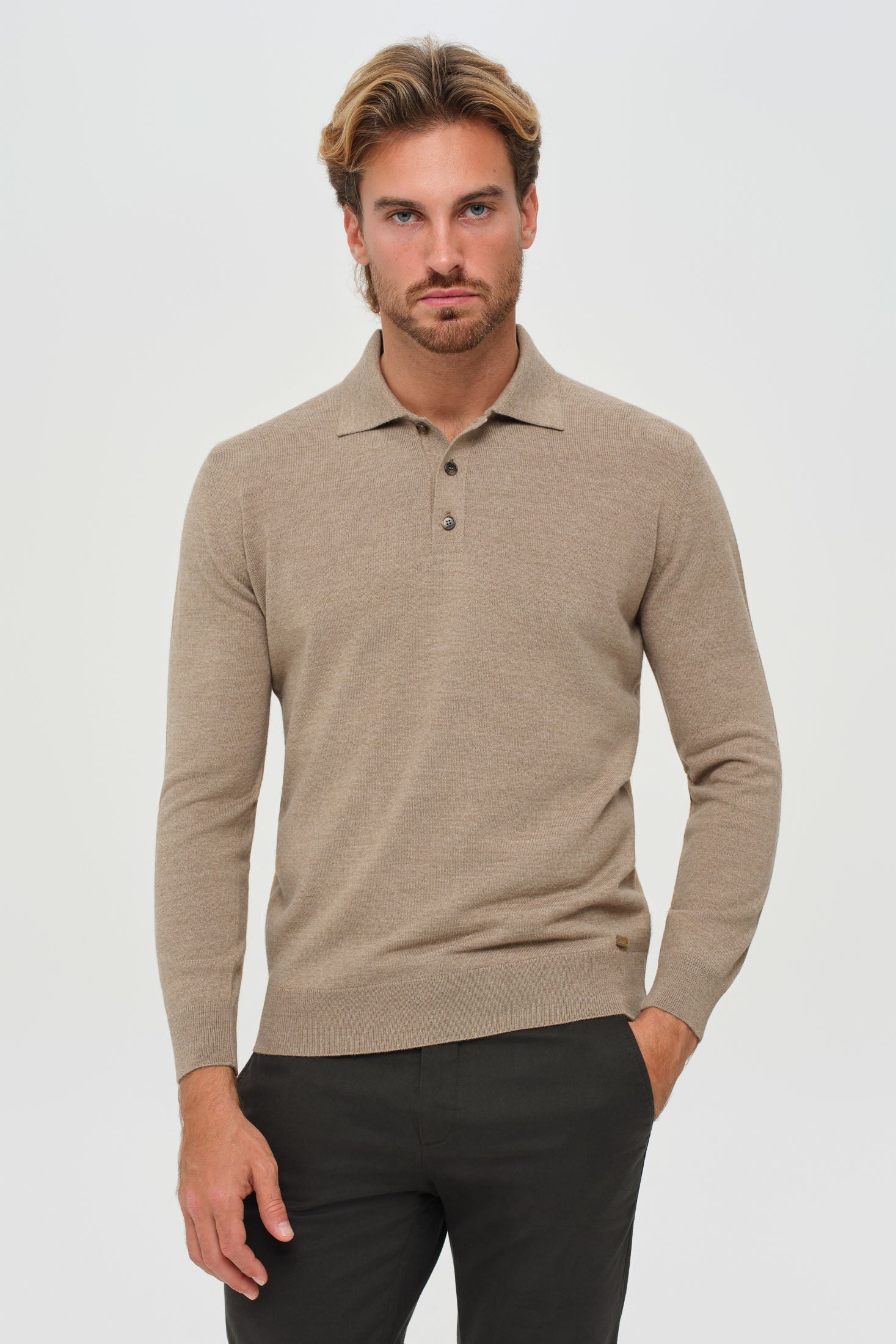 Men’s Premium Long-Sleeve Knit Pullover – Wool Blend Comfort | Style 8014