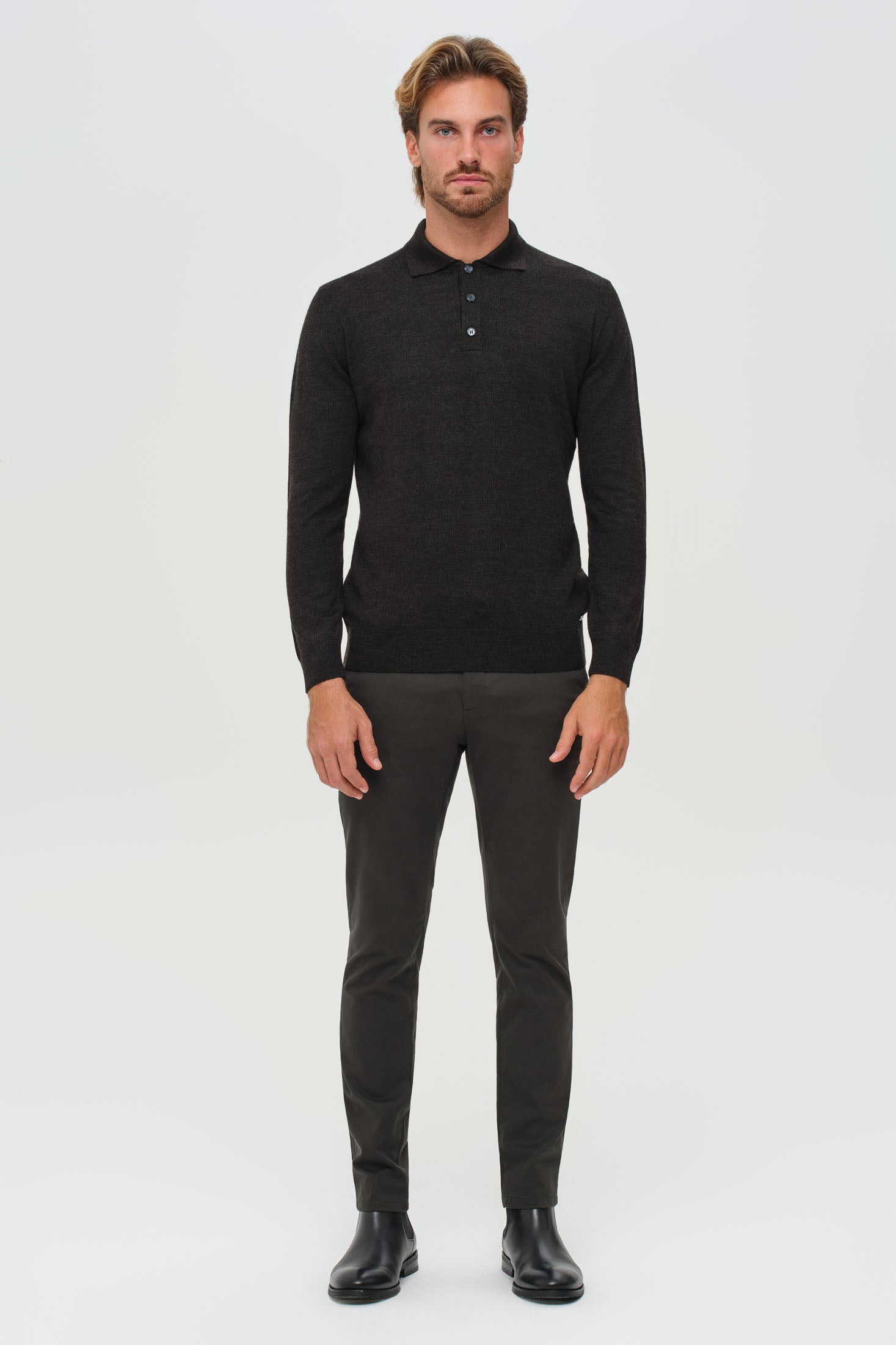 Men’s Premium Long-Sleeve Knit Pullover – Wool Blend Comfort | Style 8014