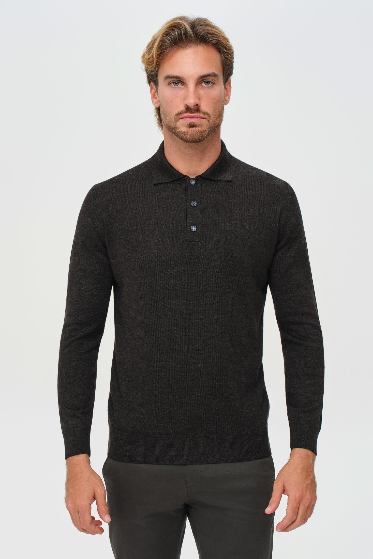 Men’s Premium Long-Sleeve Knit Pullover – Wool Blend Comfort | Style 8014