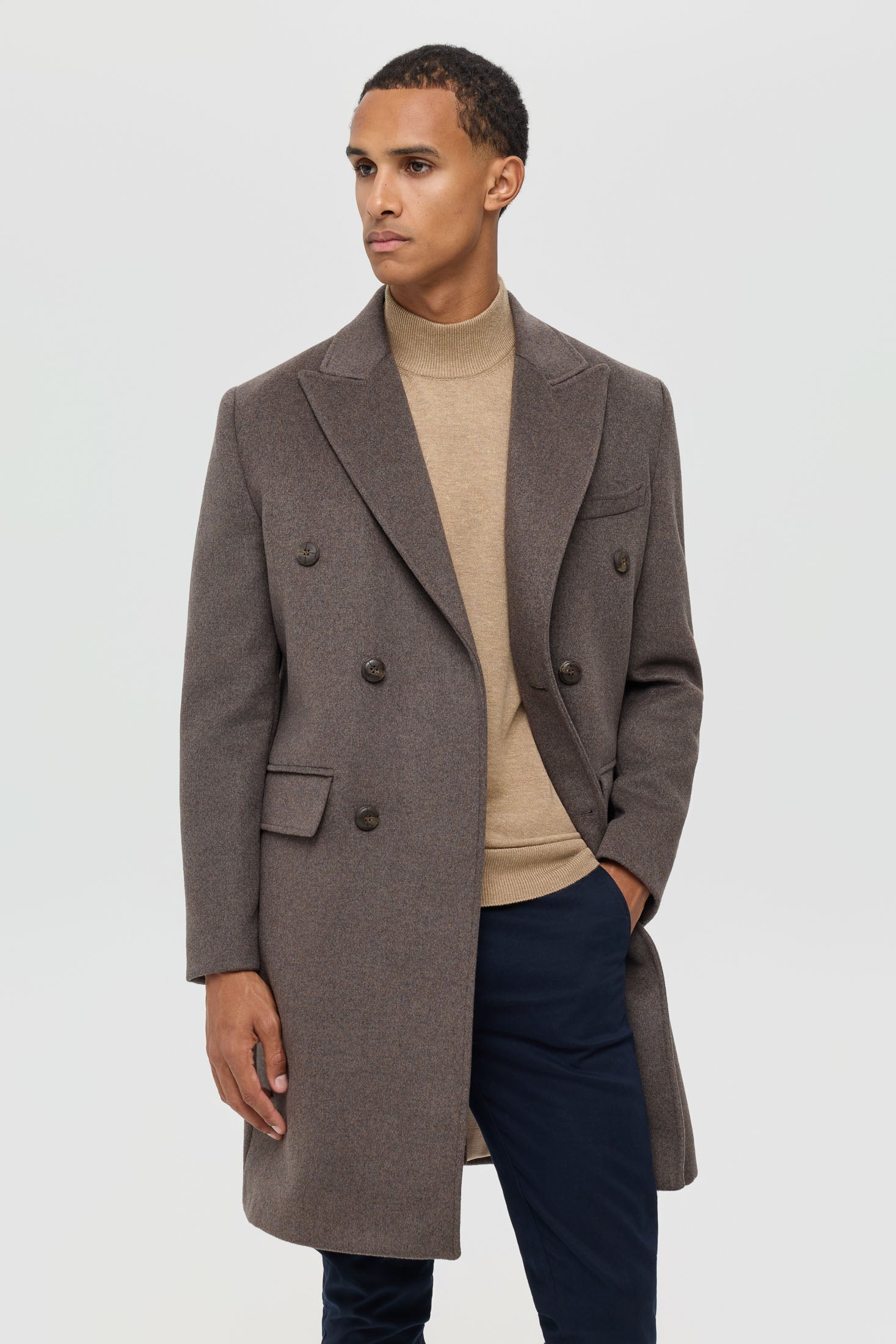 Men’s Double-Breasted Wool Blend Trench Coat – Timeless Elegance | Style 6065