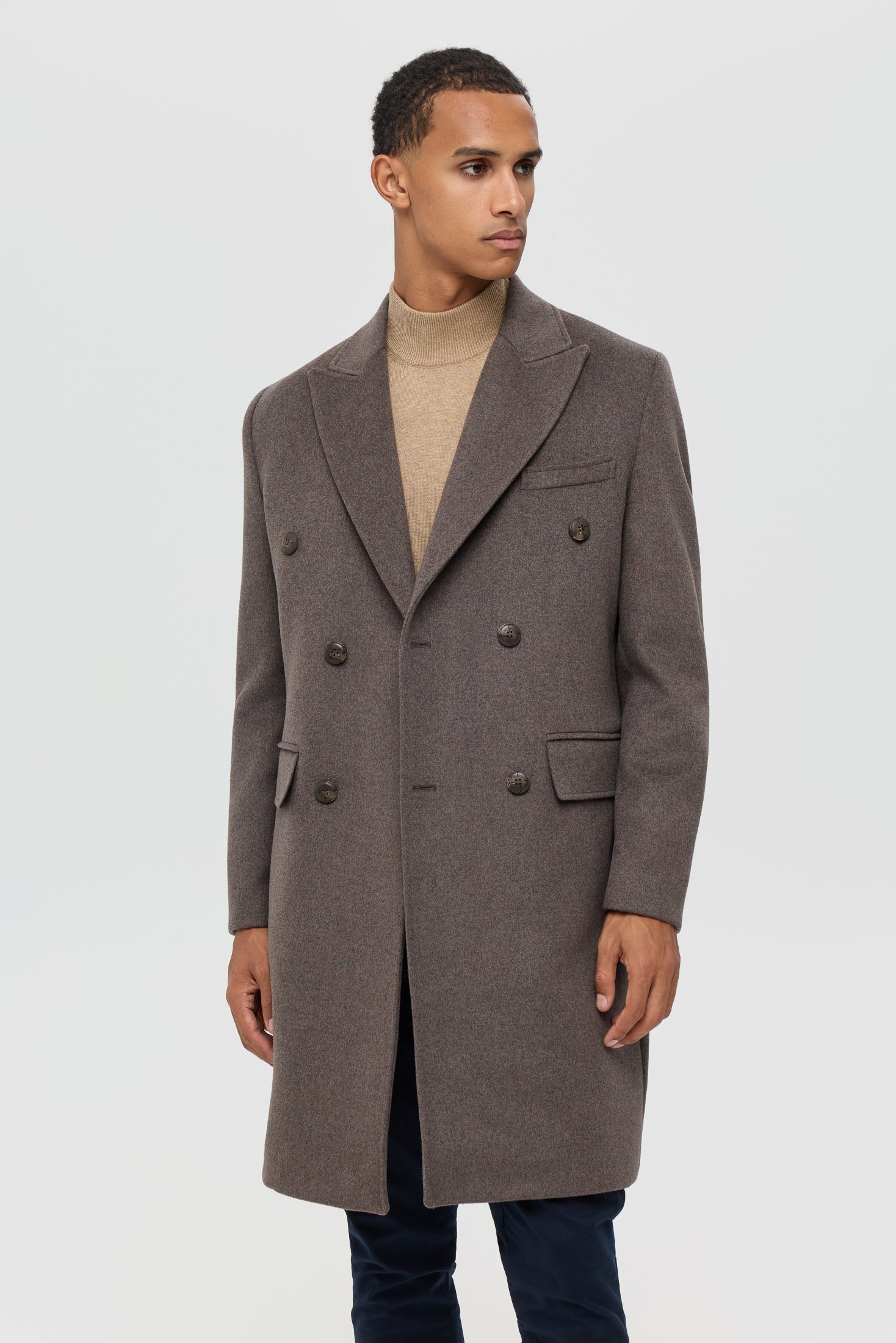 Men’s Double-Breasted Wool Blend Trench Coat – Timeless Elegance | Style 6065