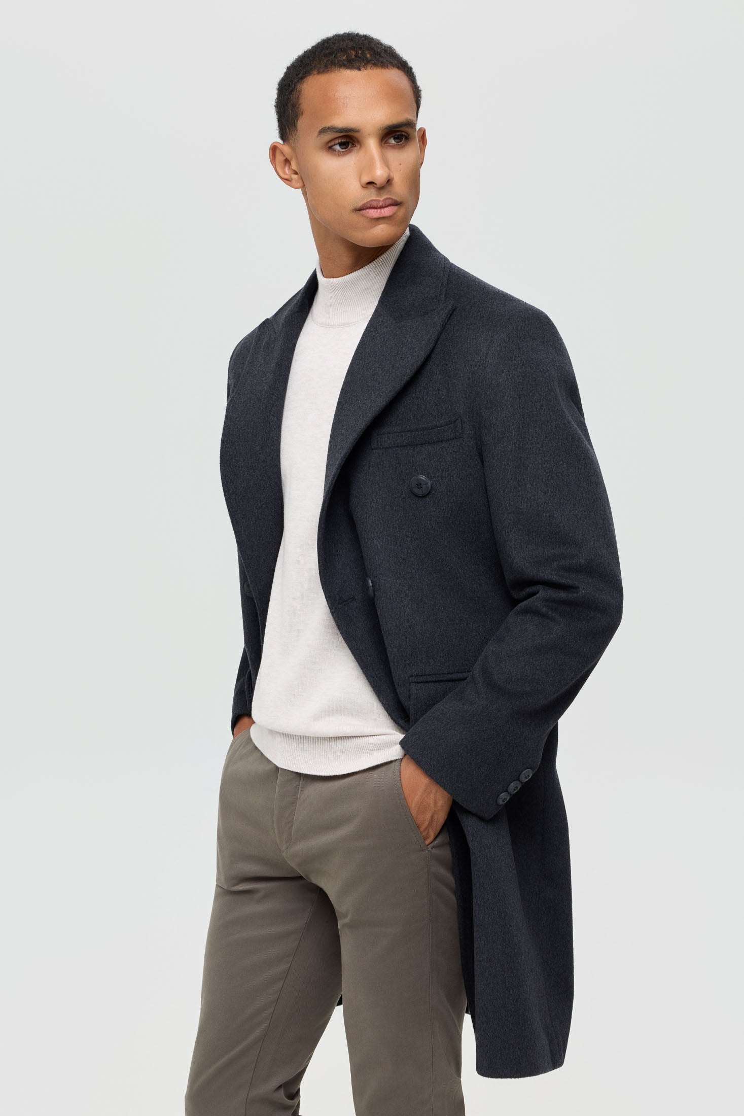 Men’s Double-Breasted Wool Blend Trench Coat – Timeless Elegance | Style 6065