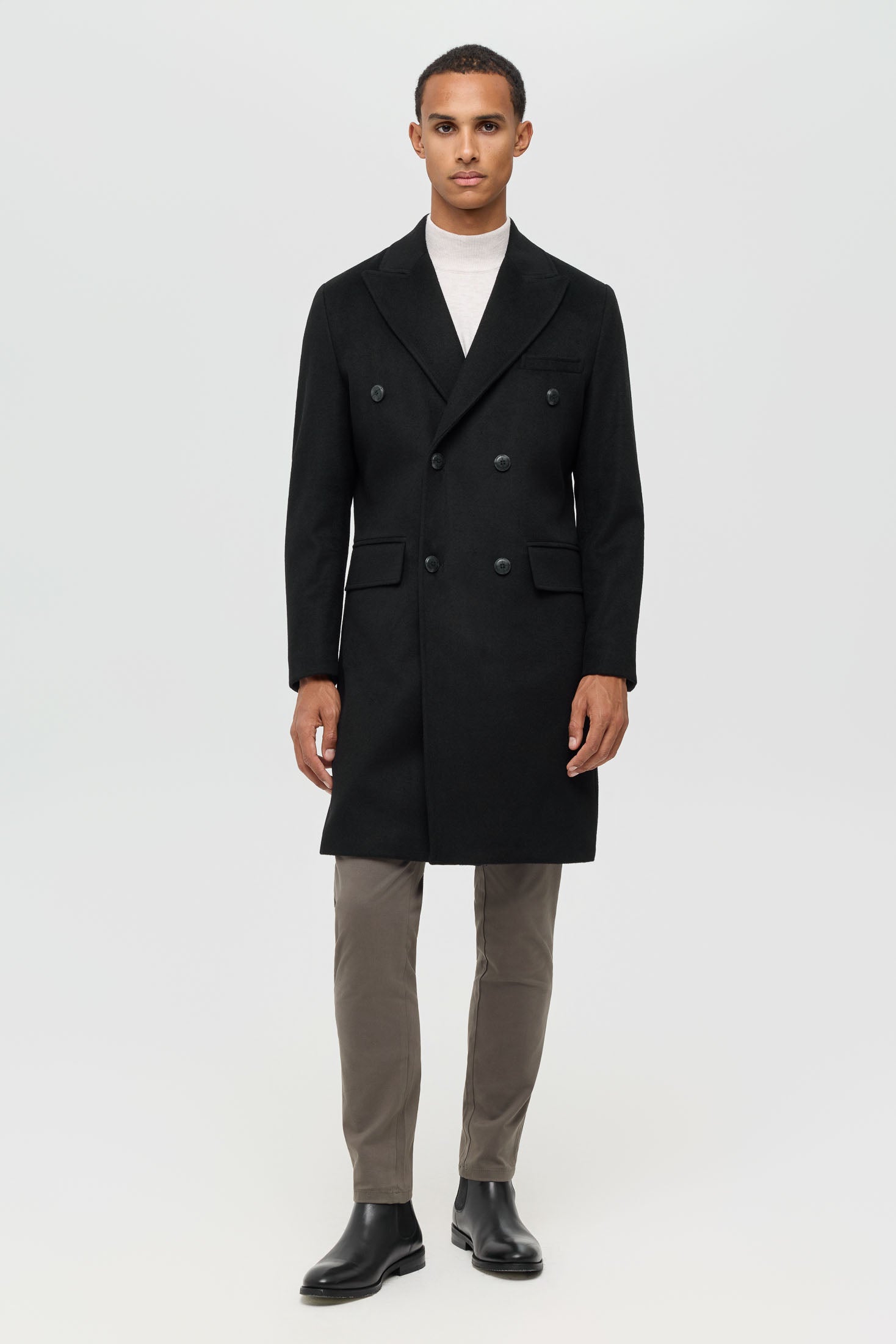 Men’s Double-Breasted Wool Blend Trench Coat – Timeless Elegance | Style 6065