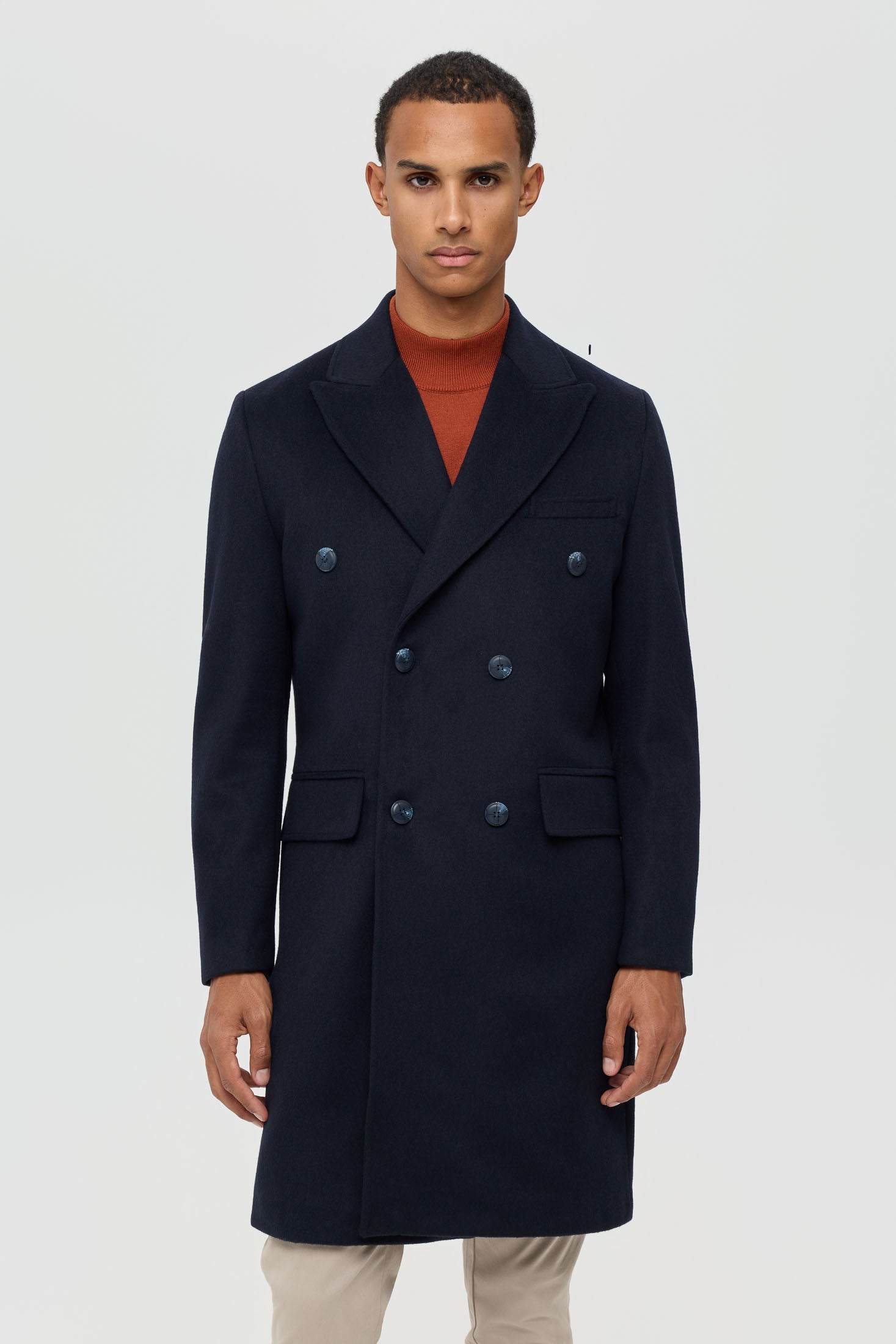 Men’s Double-Breasted Wool Blend Trench Coat – Timeless Elegance | Style 6065
