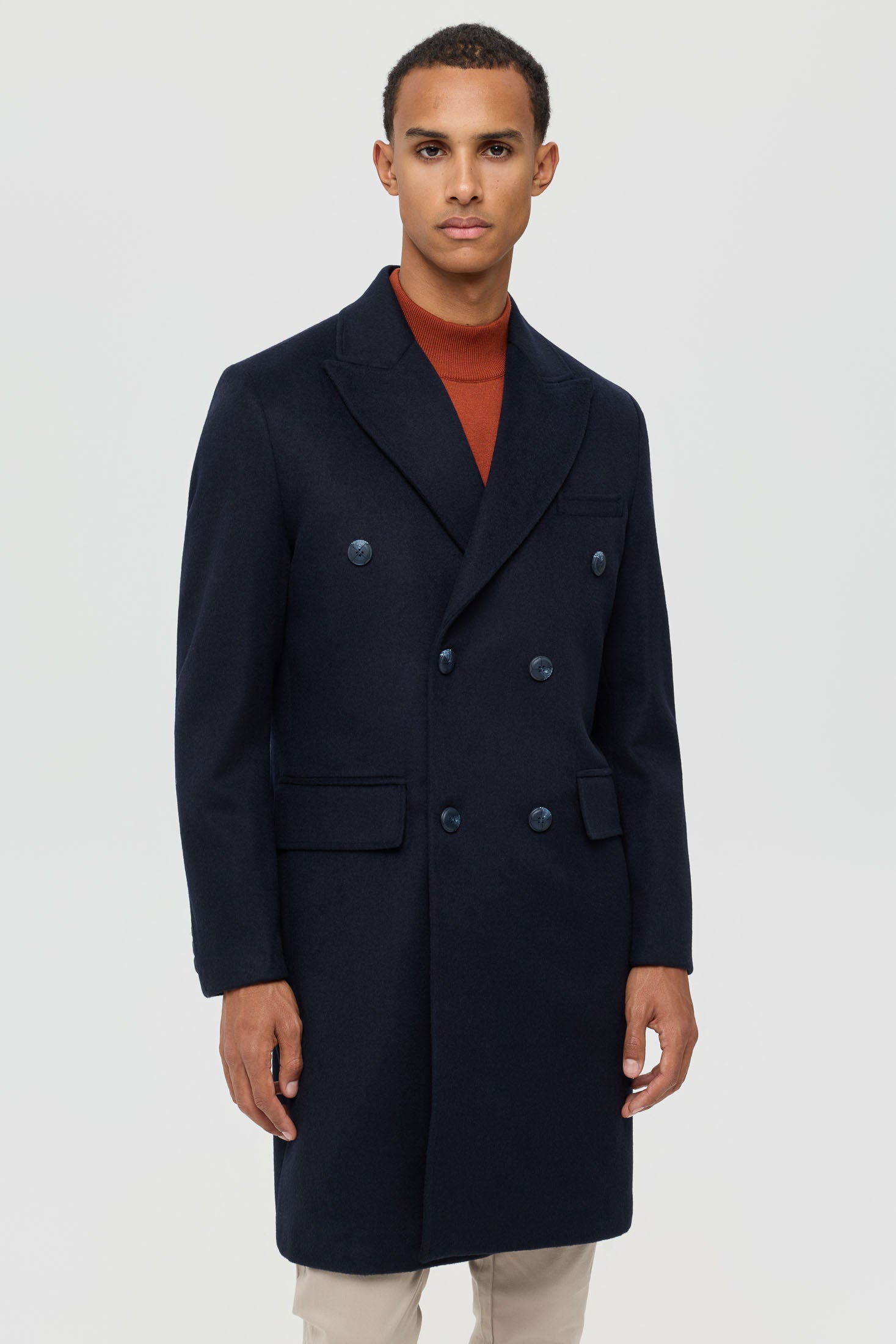 Men’s Double-Breasted Wool Blend Trench Coat – Timeless Elegance | Style 6065