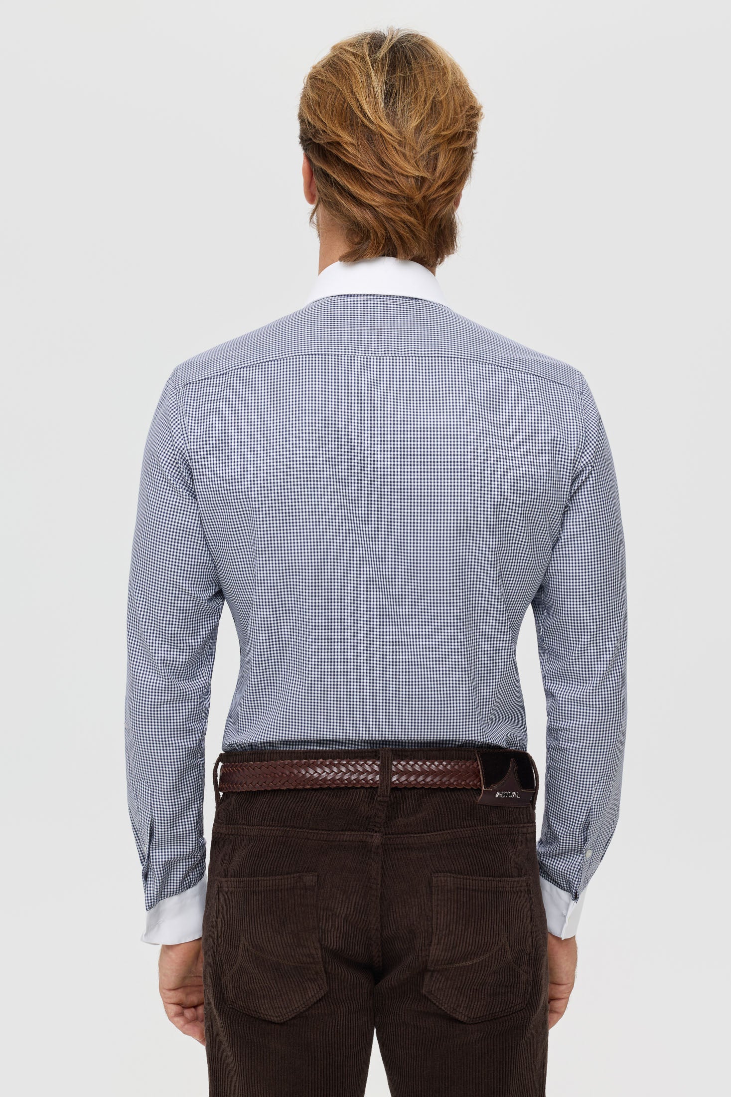 Men’s Premium Business Shirt – Contrast Collar Micro Check | Style 25-051