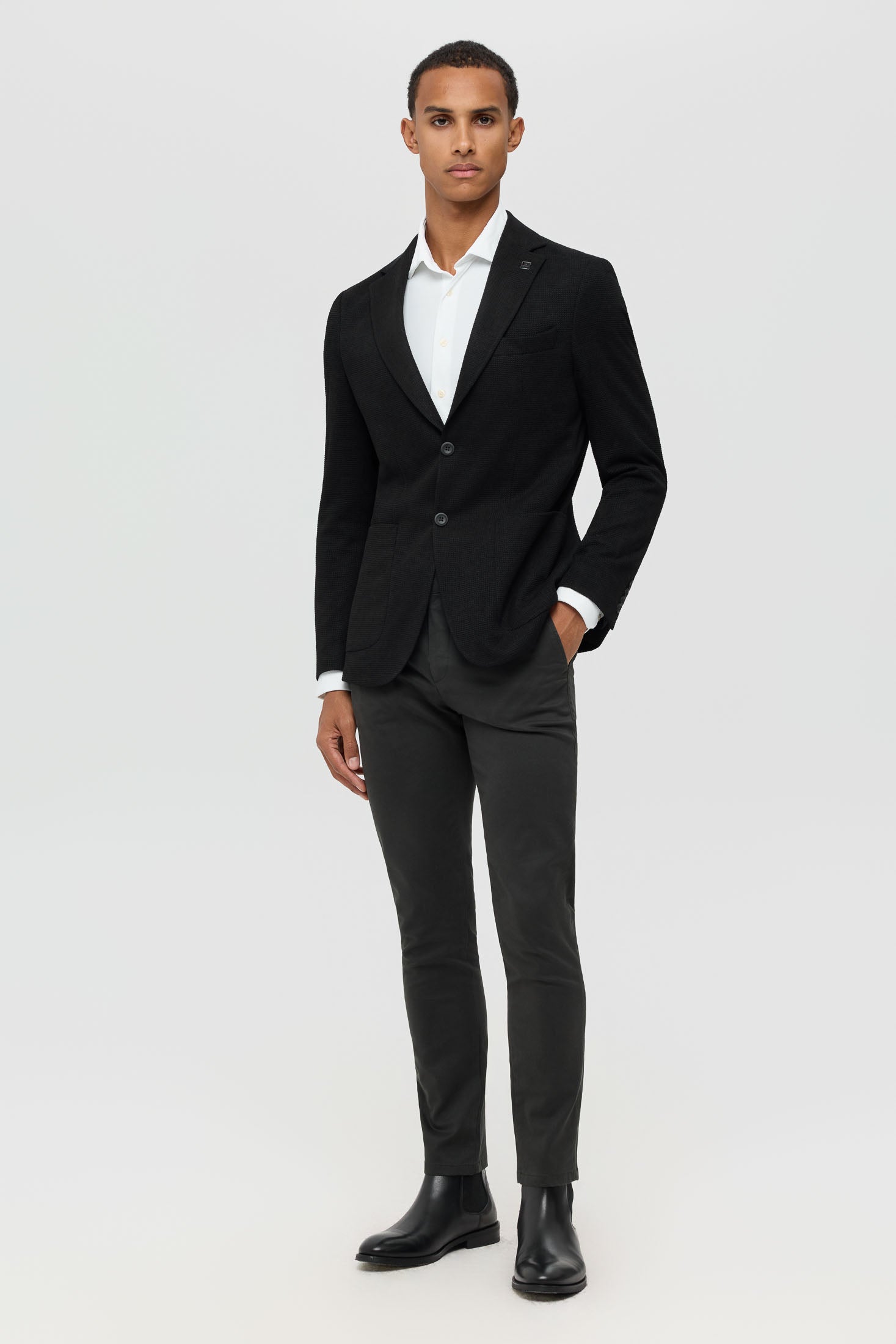Men’s Premium Knit Blazer – Textured Comfort Stretch | Style 7182
